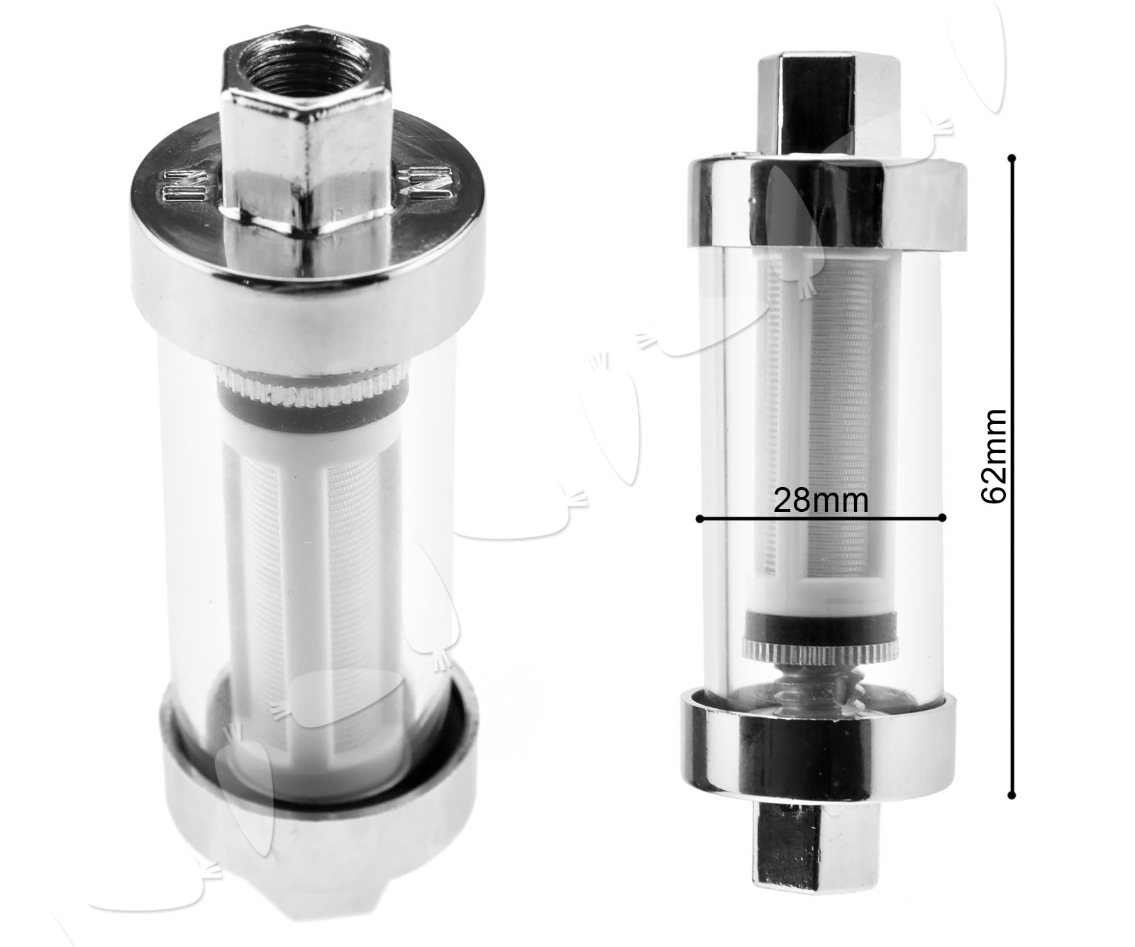 Motorcycle 1/4" 5/16" 3/8" Inline Fuel Filter Cleaner Chrome Glass Long