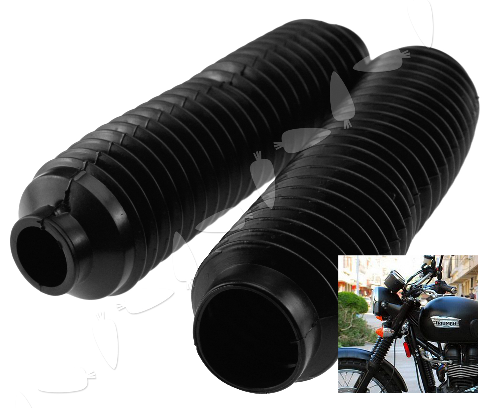 Black Motorcycle Fork Rubber Gaiters Boots 240mm x 30mm eBay