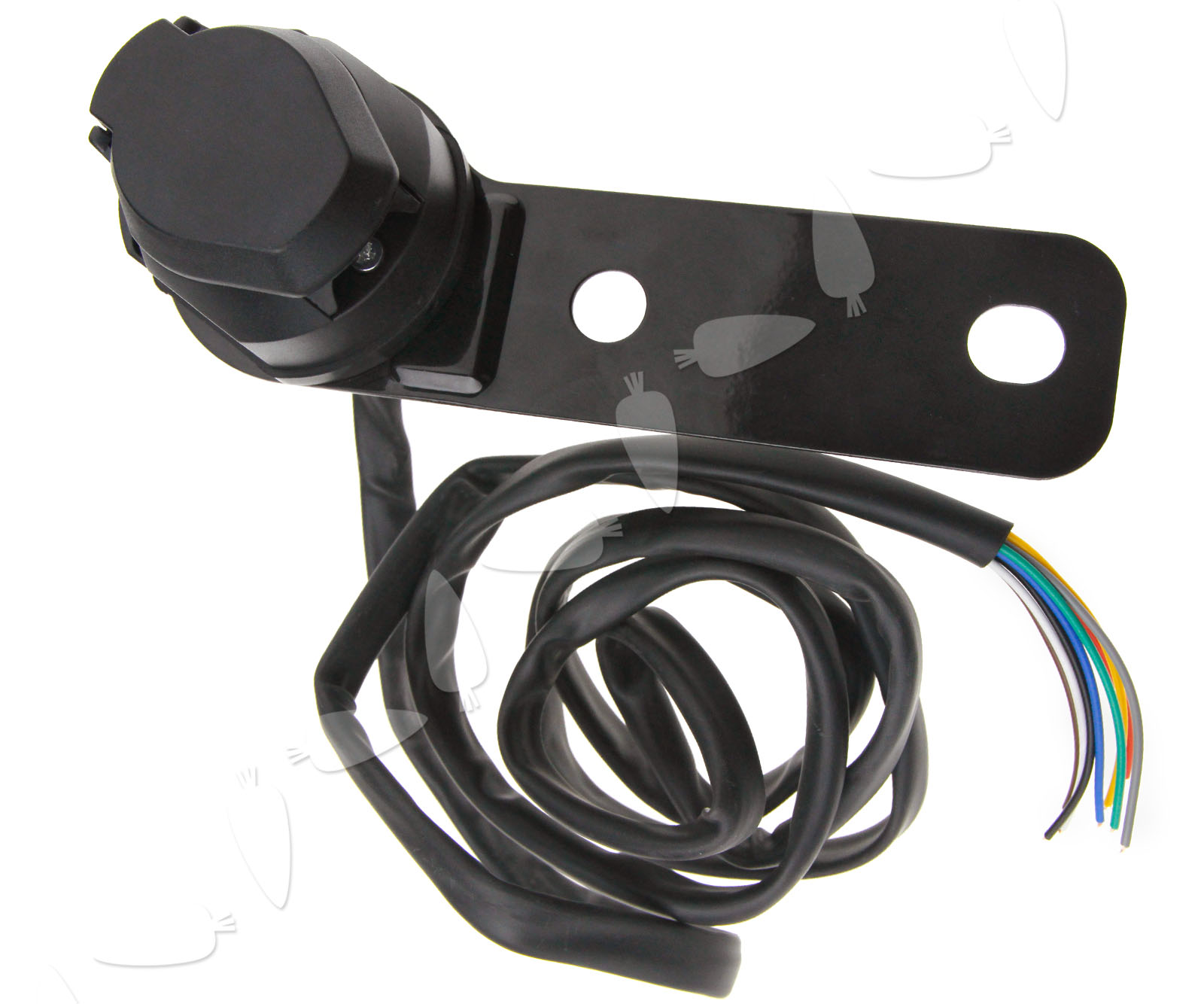 Trailer Socket 13 Pin Pre Wired Towbar Connector Metal Mounting Plate