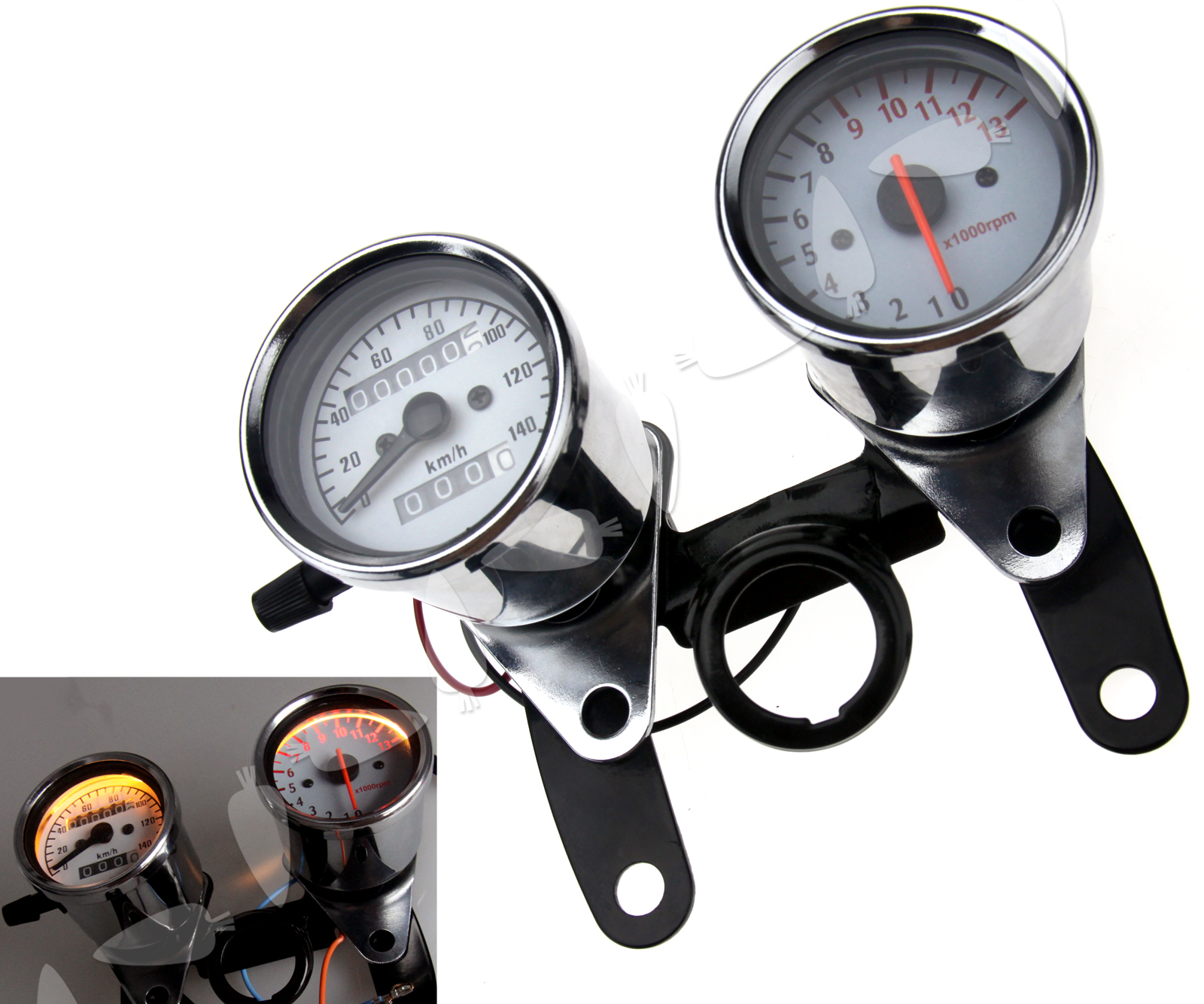 12v Led Universal Motorcycle Odometer Tachometer