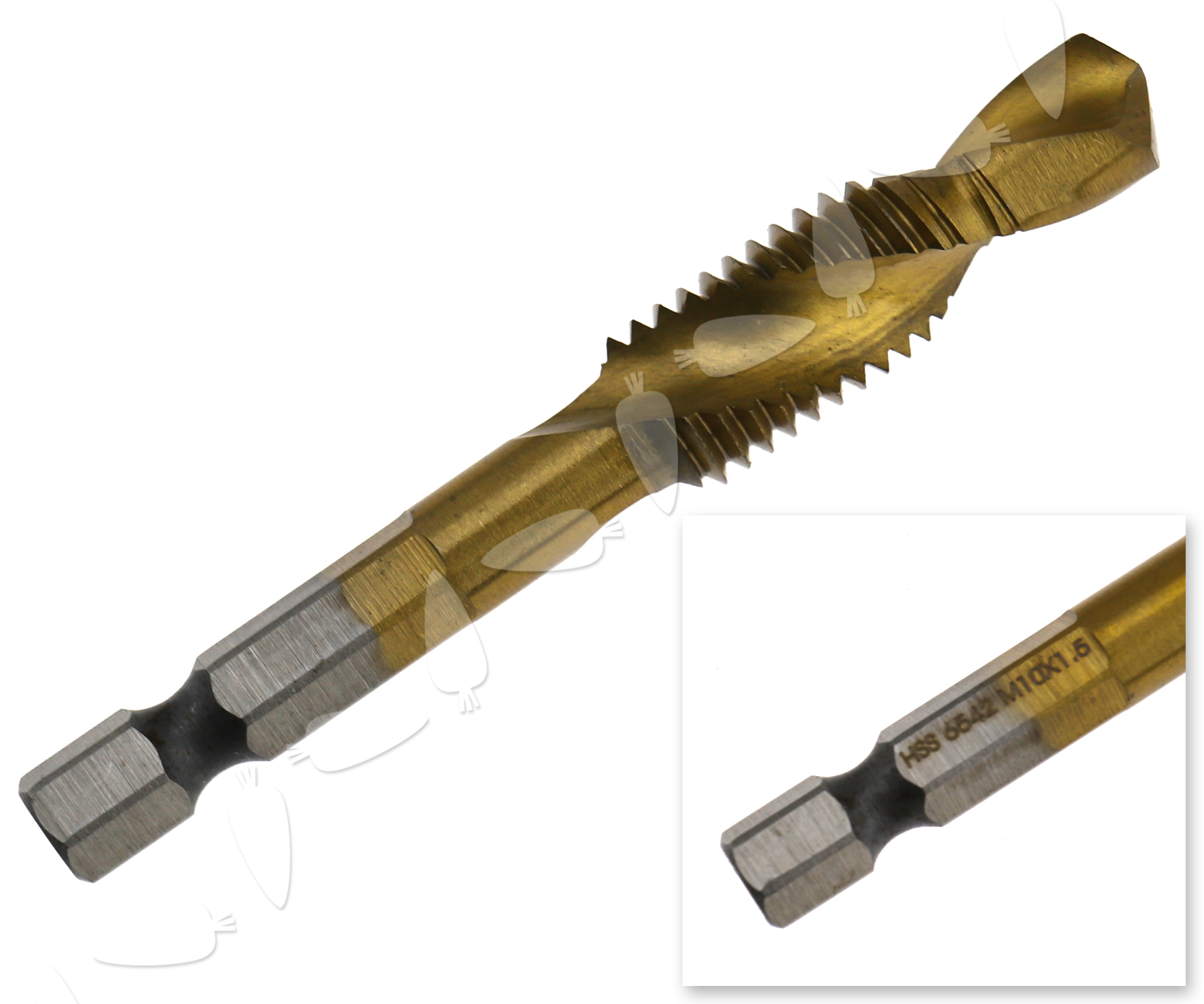 6 x HSS 6542 Titanium Coated M3M10 Combination Drill Tap Bit Set 1/4