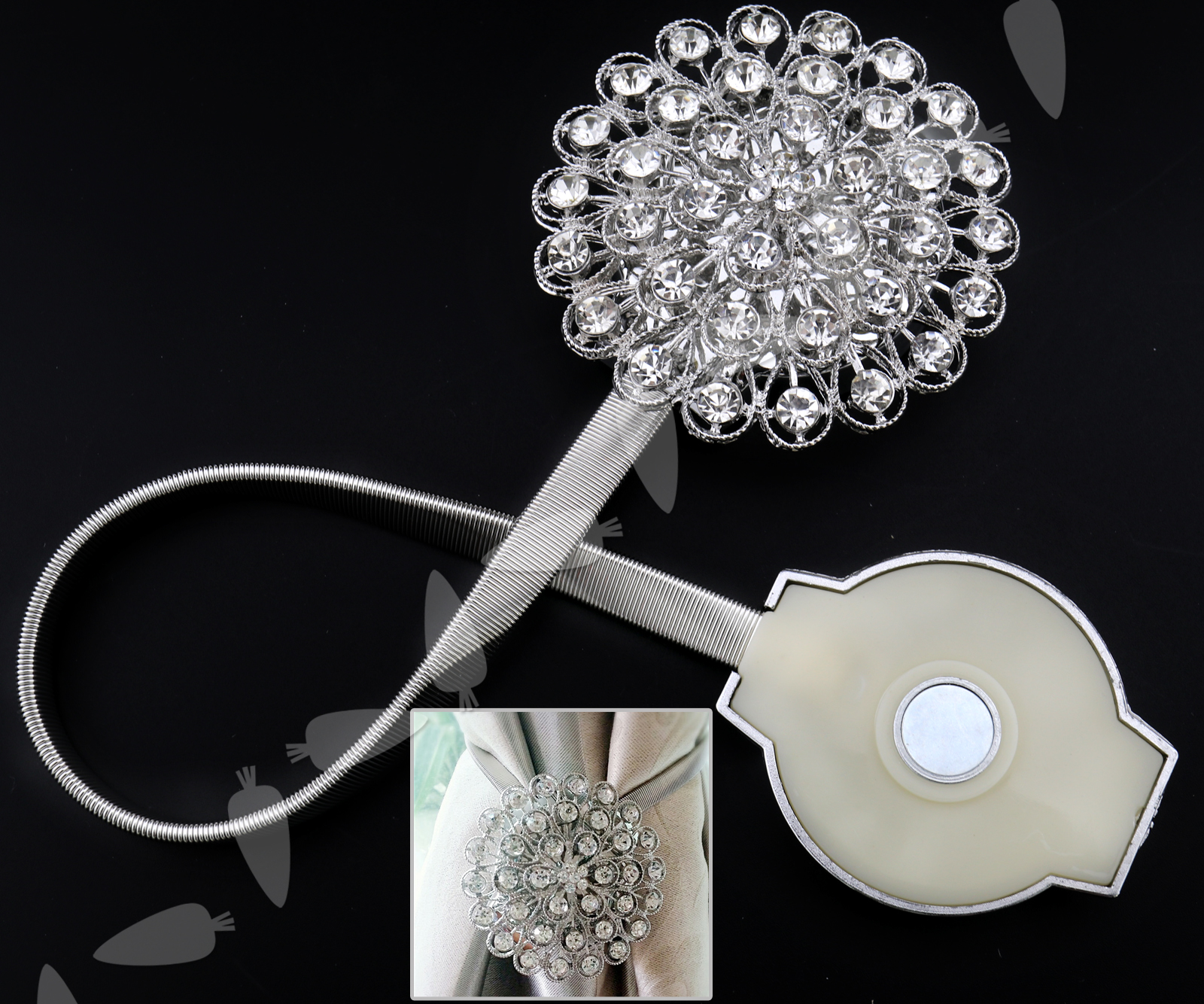 Pair Crystal Curtain Tiebacks Tie Backs Buckle Clips Holdbacks