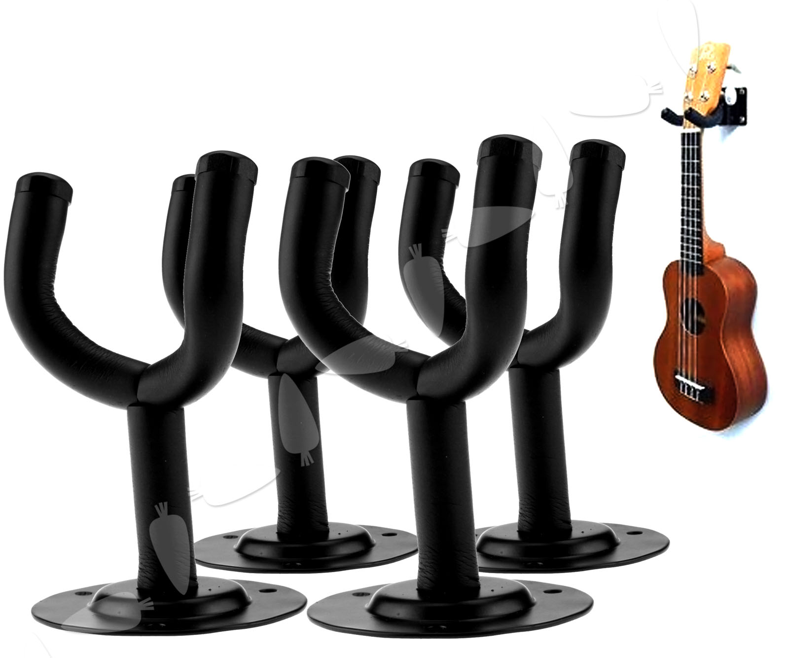 4x Guitar Wall Mounting Brackets Hangers Hooks Padded Holders Display