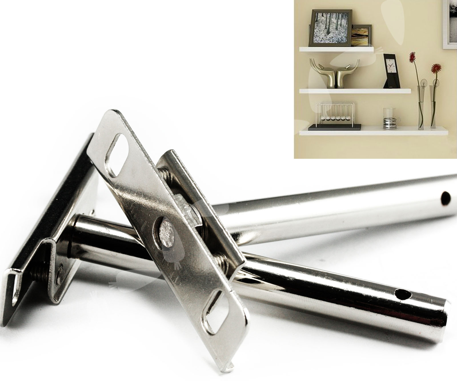 8 Pcs 4 Pairs Concealed Floating Shelf Support Brackets Steel Strong