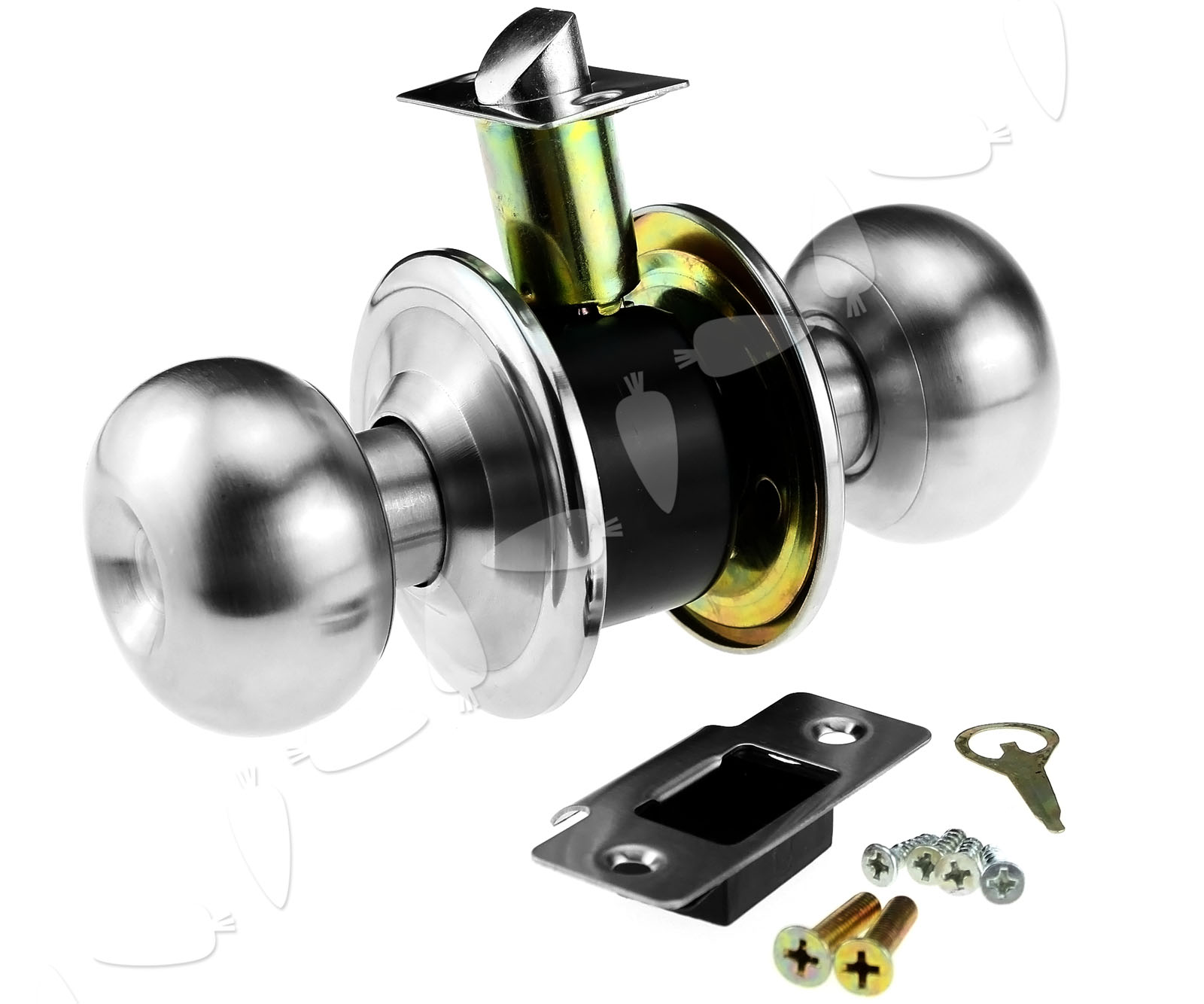 Satin Stainless Steel Door Knobs Round Handles Lock Set Passage/Privacy