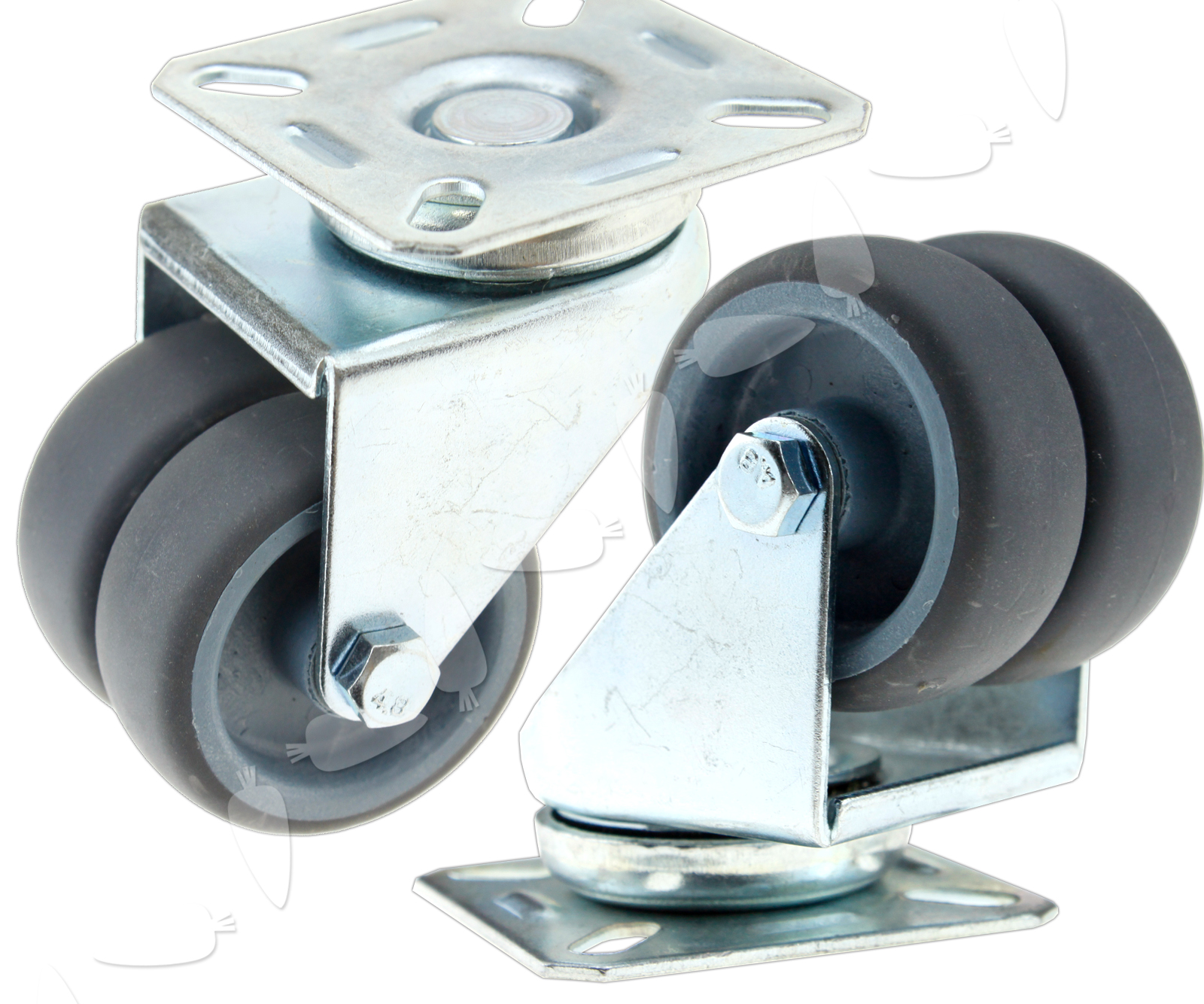 4x 50mm TWIN WHEEL CASTORS HEAVY DUTY HOLDS 400Kg Strong 2" Double