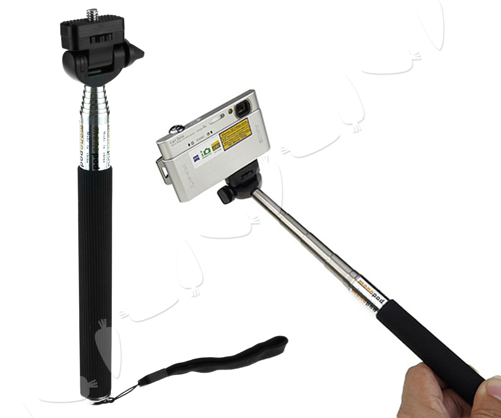 1/4 Camera Telescopic Extension Pole Miniature Monopod For GoPro