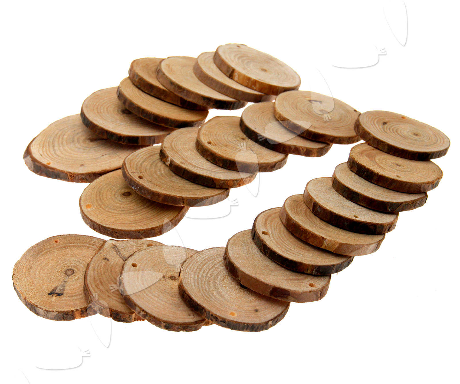 Natural Wood Round Discs Slices With Hole for Craft Hobbies Pyrography