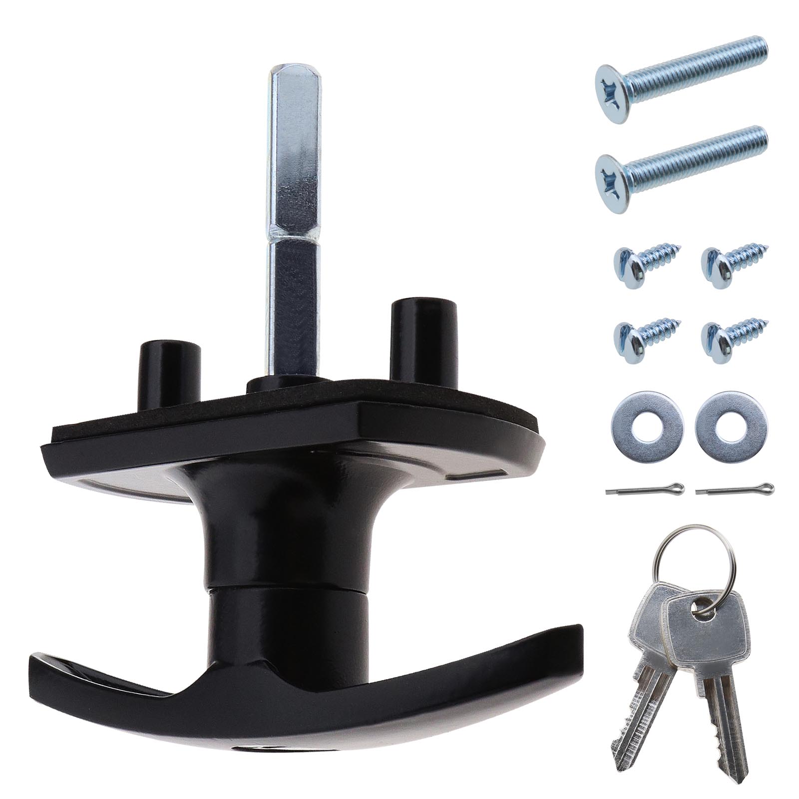 THandle Black Garage Door Lock 18mm Fixing Spigots 50mm Shaft For