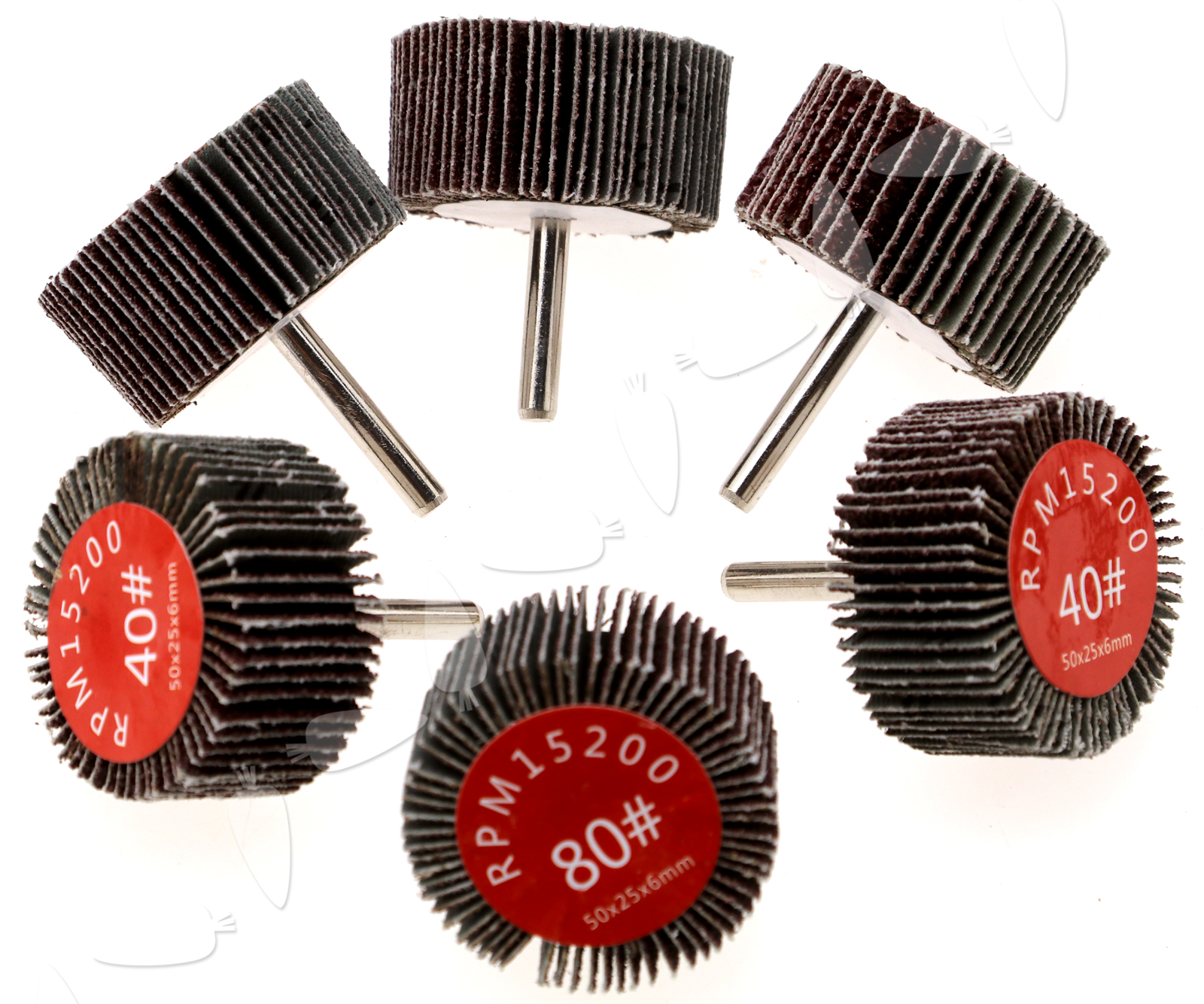 5pcs Flap Wheel Disc Sanding 50x25mm Abrasive for Drill 6mm Shank 40/80