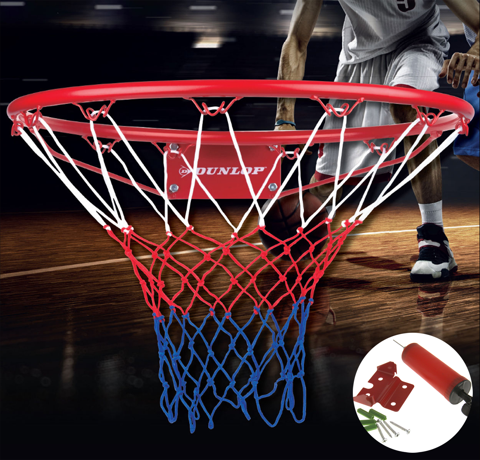 Junior Kids Basketball Ring Hoop Net Wall Mounting Bracket Handpump