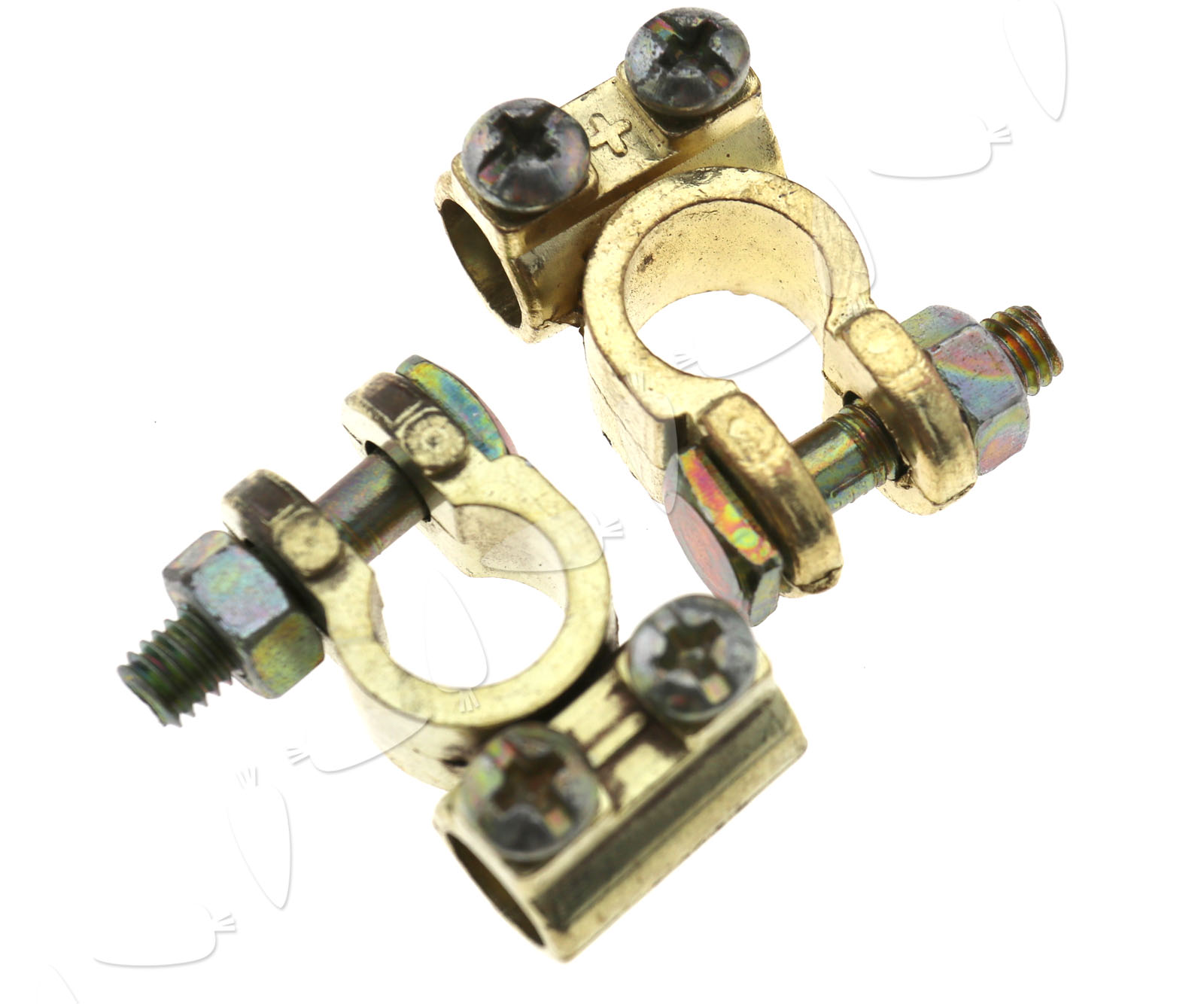 Positive & Negative copper battery terminal connectors Round Post Clamp