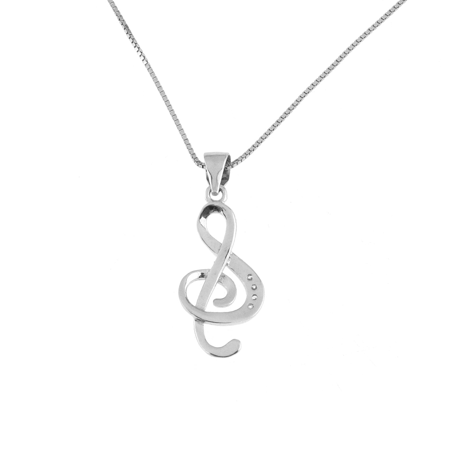 Treble Clef Music Note Pendant Necklaces S925 Sterling Silver Lady Jewellery