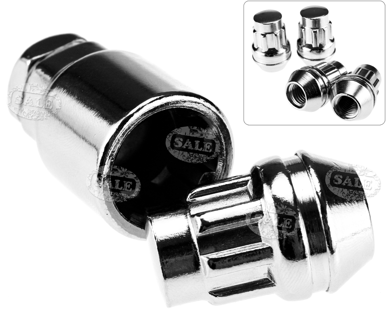 4x M12*1.5 Alloy Wheel Lock Nuts for Ford Focus Fiesta + Removal Key