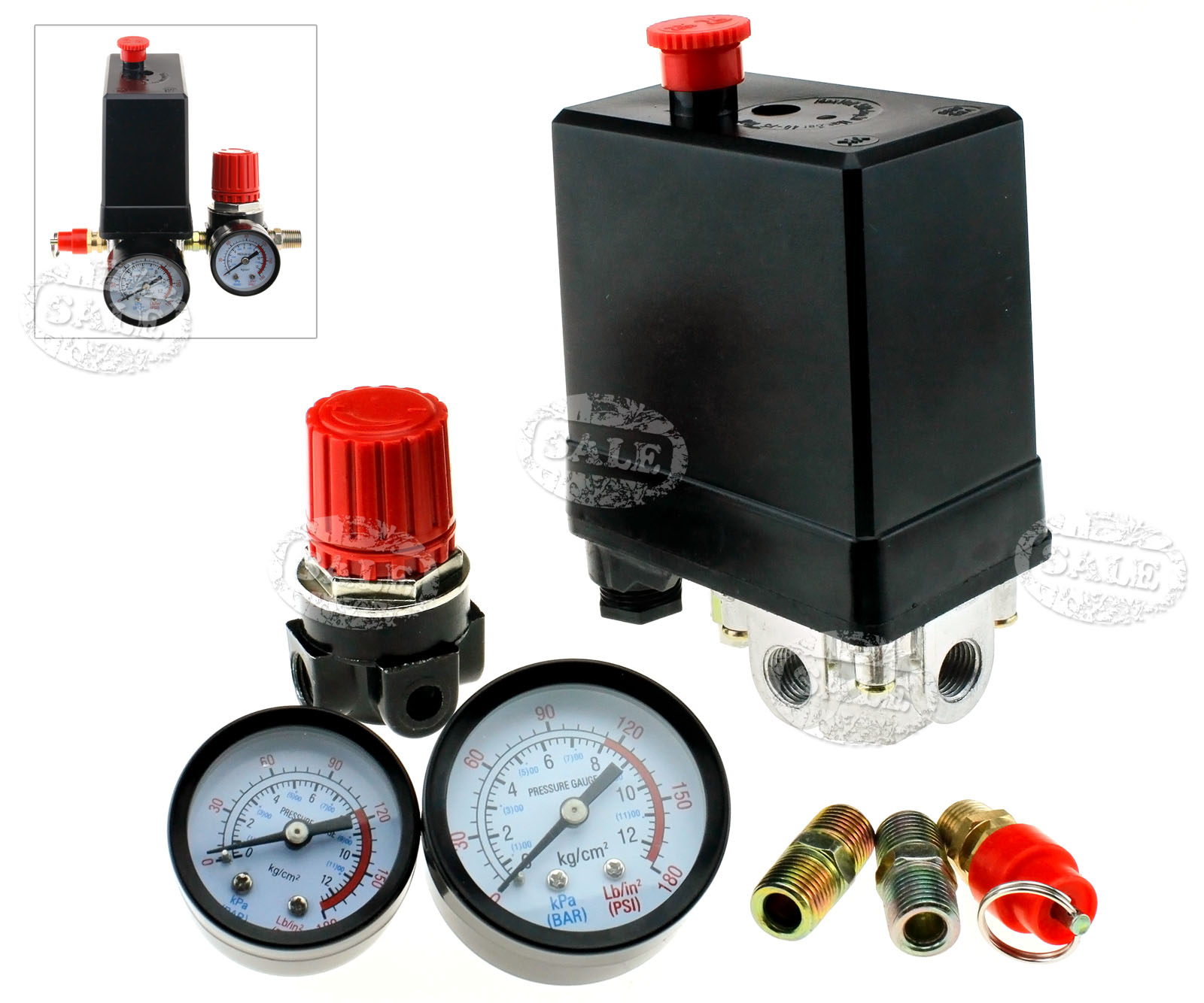 Three Phase Compressor Pressure Switch With Air Regulator & Gauge