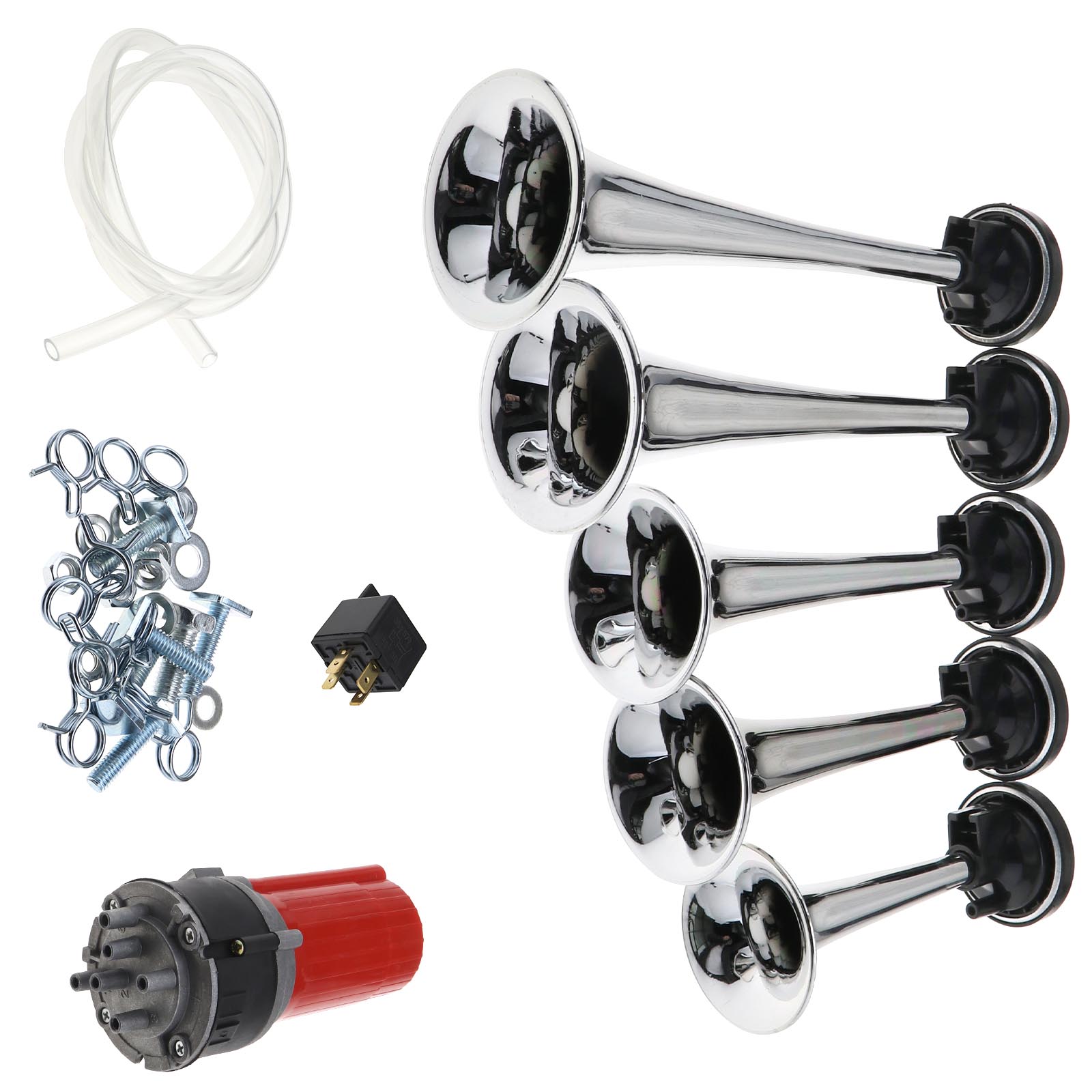 5 Trumpet Chrome Musical Air Horns 150DB For Car Truck Boat eBay
