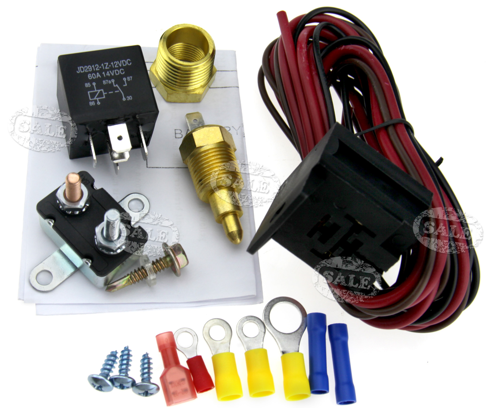 12V 200185 Degree 5 pins Relay Engine Cooling Fan Thermostat Switch