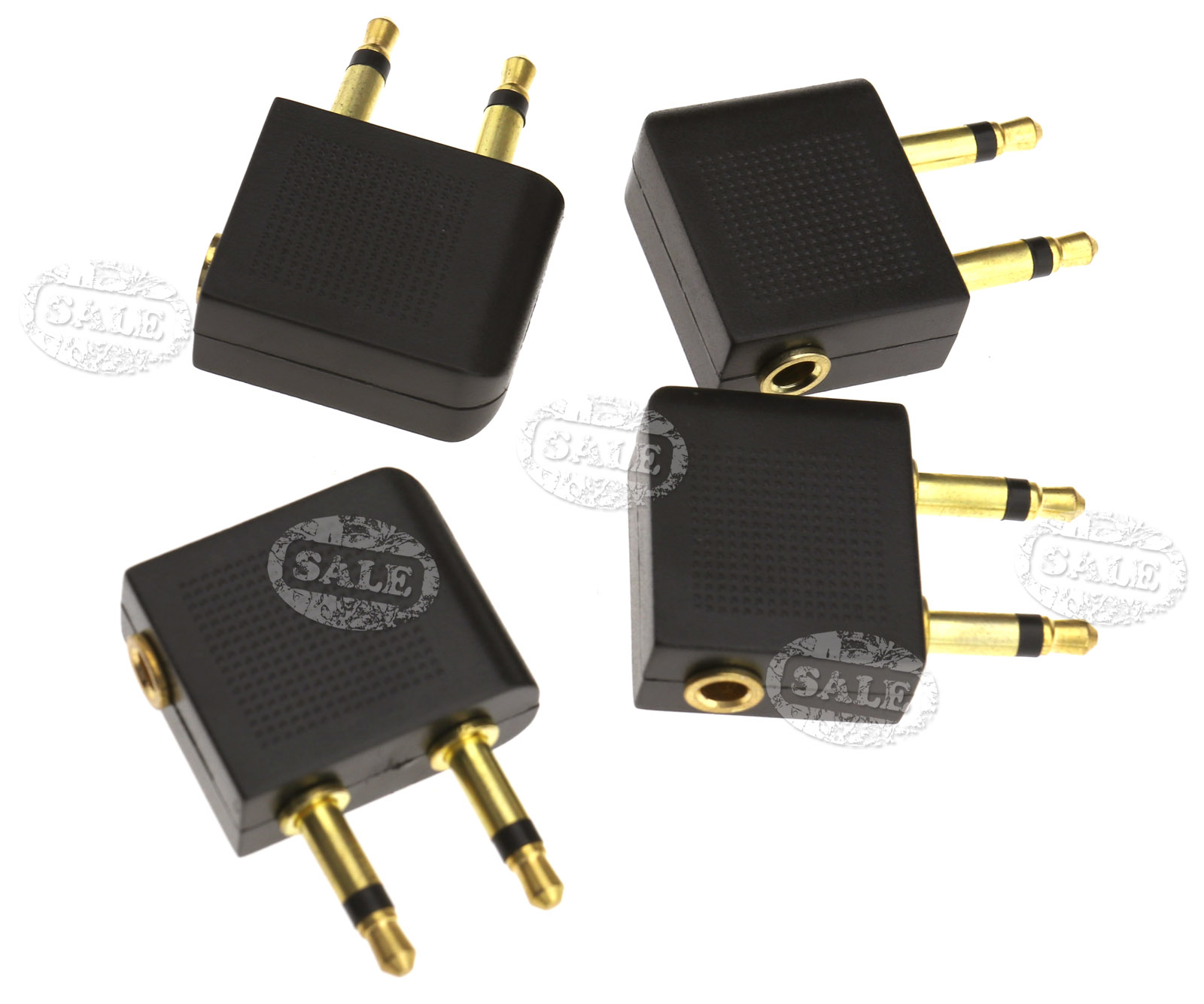 4X Portable Black Airline Air plane Earphone Jack Audio Travel Adapter ...