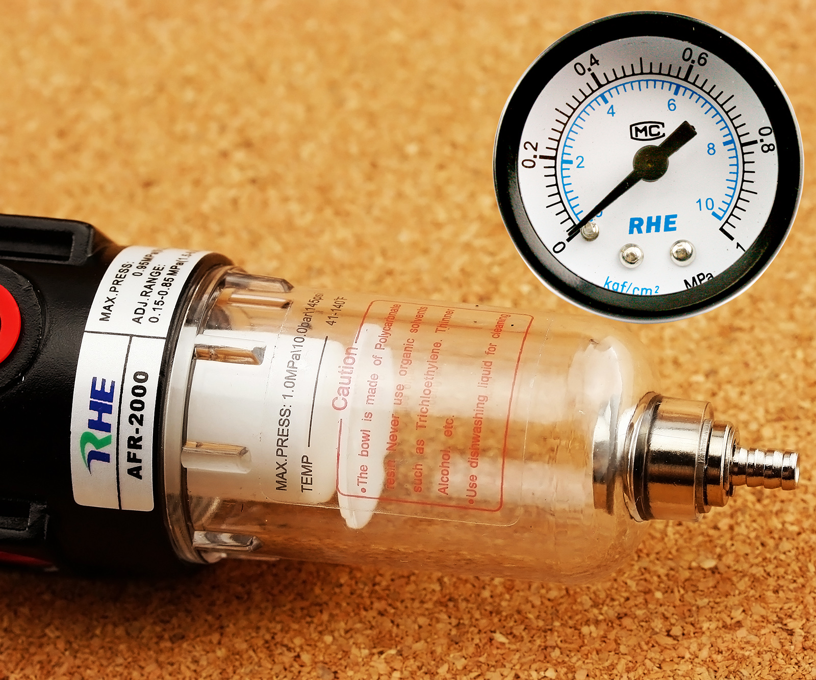 1/4" BSP 40μ Easy Install Air Filter Pressure Regulator Compressor w/ Gauge Set