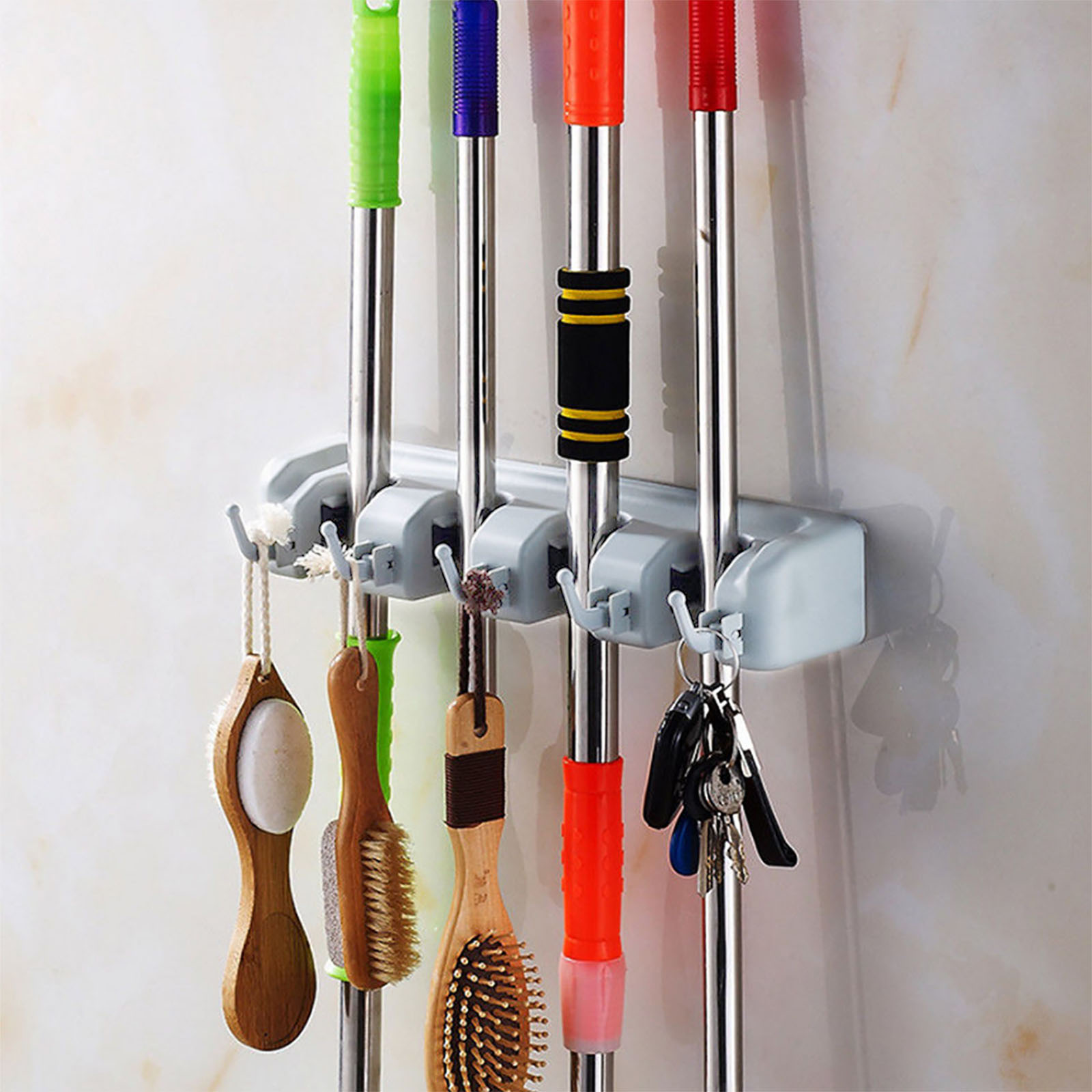 Mop Wall Mounted Tool Broom Brush Organizer Holder Storage Hanger Rack | eBay