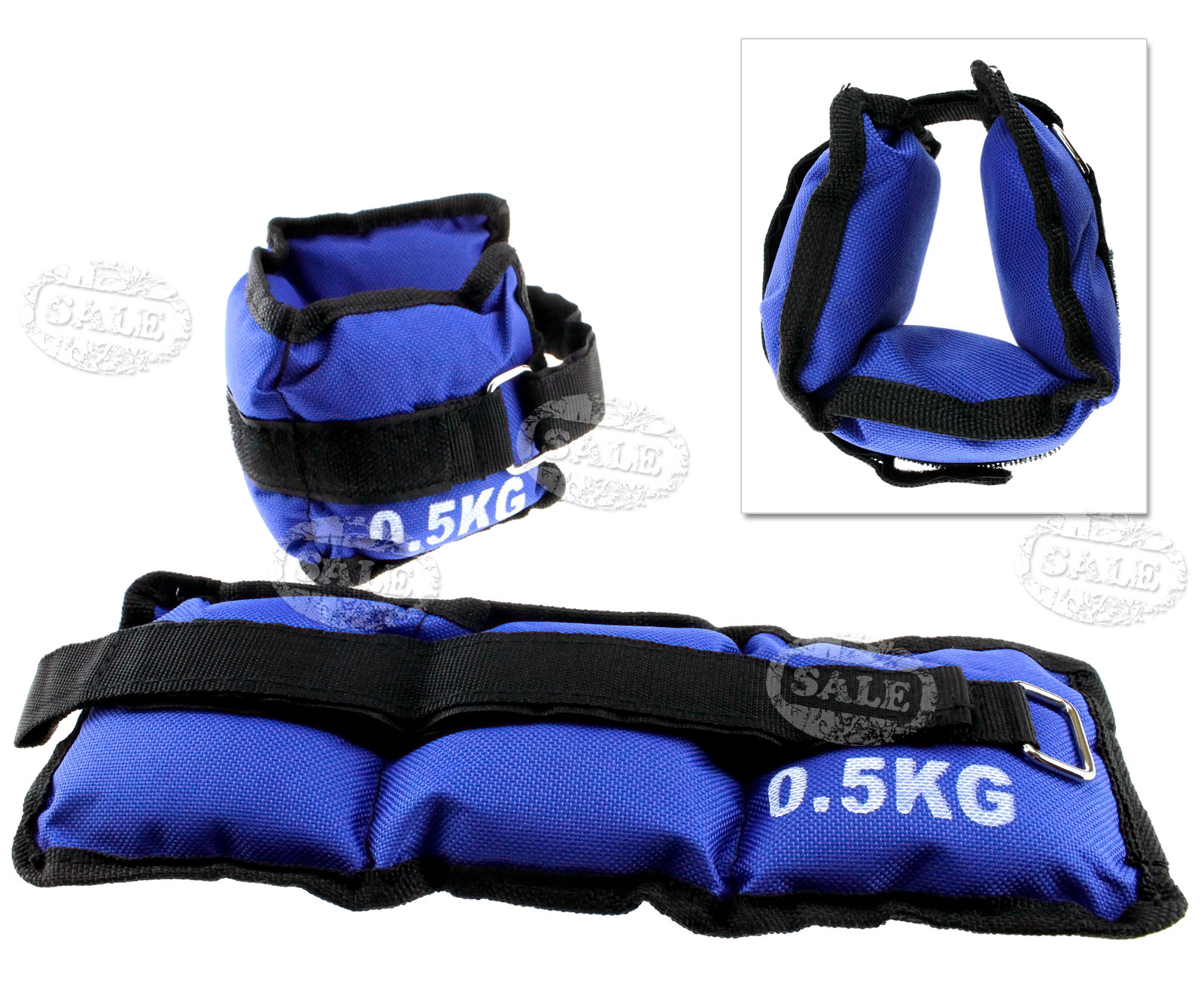 Pair of Gym Wrist Ankle Weights Exercise Training Velcro straps 0.5/1kg