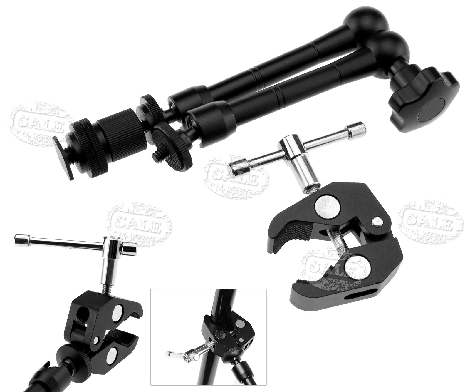 11" Adjustable Metal Friction Clamp + Articulating Magic Arm for LCD