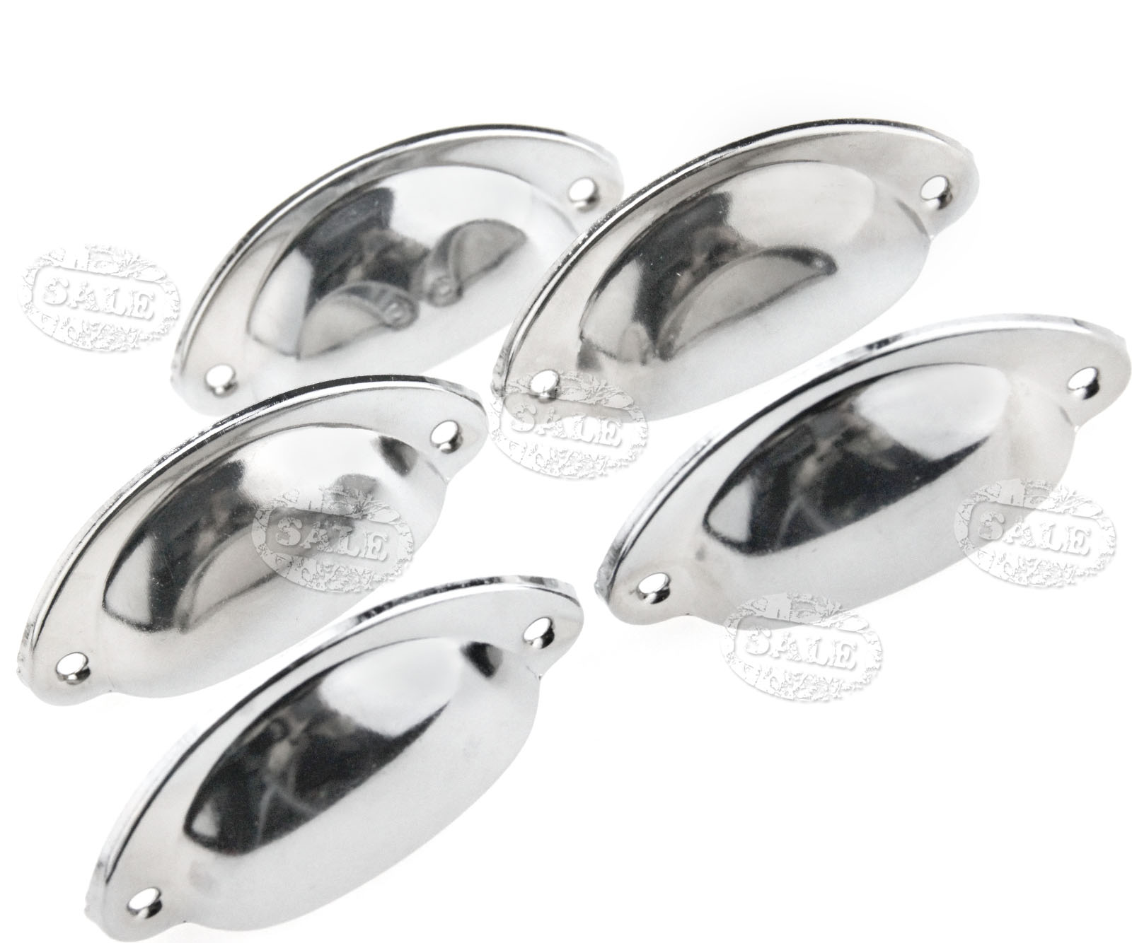 12 X Retro Drawer Pull Handles Kitchen Cupboard Door Half Moon Shell