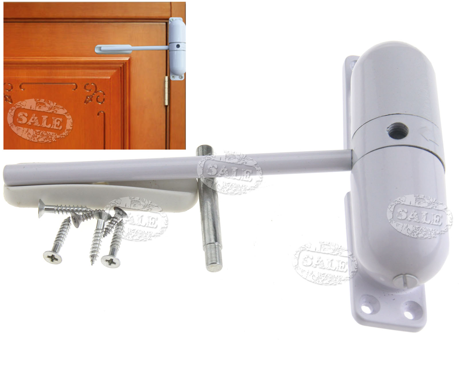 Adjustable Zinc Door Closer Spring Loaded Automatic Surface Mounted eBay