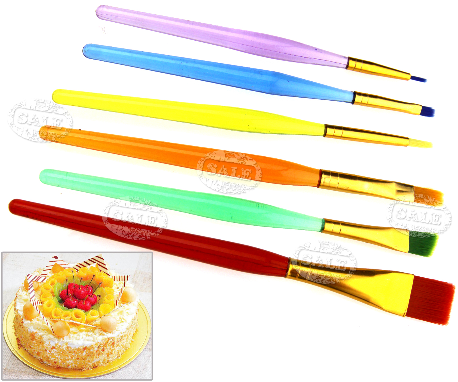 6Pcs Cup Cake Icing Decorating Painting Brush Fondant Sugarcraft DIY