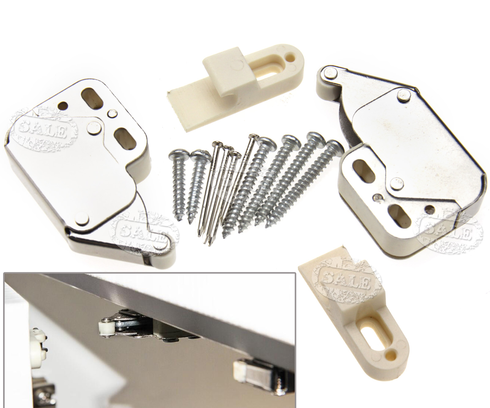 2pcs Spring Loaded Mini Tip Latch Cupboard Door Push To Open Touch