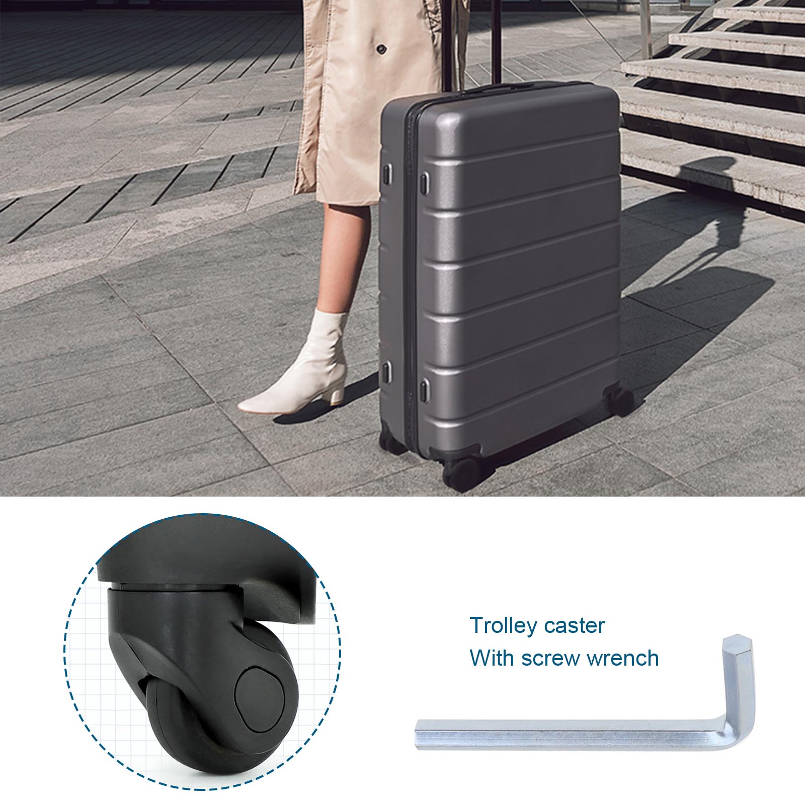 Pair of Luggage Suitcase Wheels Repair Kit 40mm Axles Deluxe