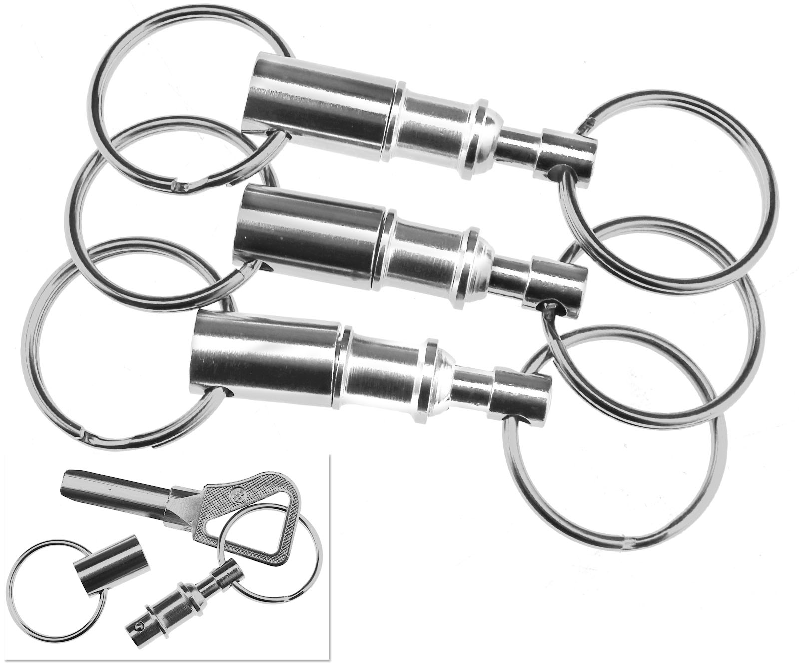 3 x Removable Detachable Handy Key Ring Chain Holder Split Clip Fob