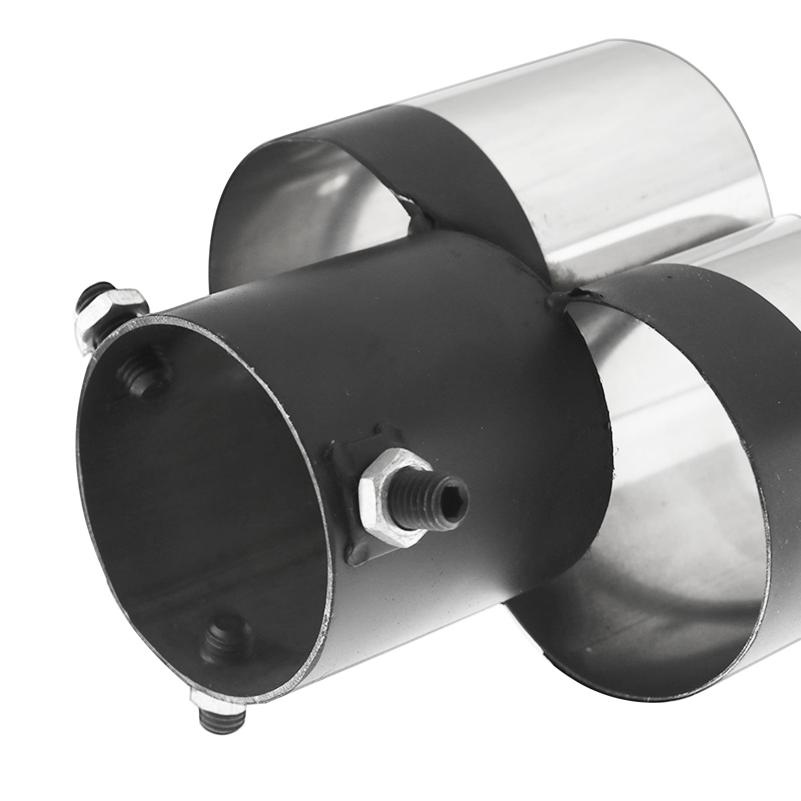 60mm Universal Stainless Steel Twin Dual Muffler Exhaust Tips Chrome