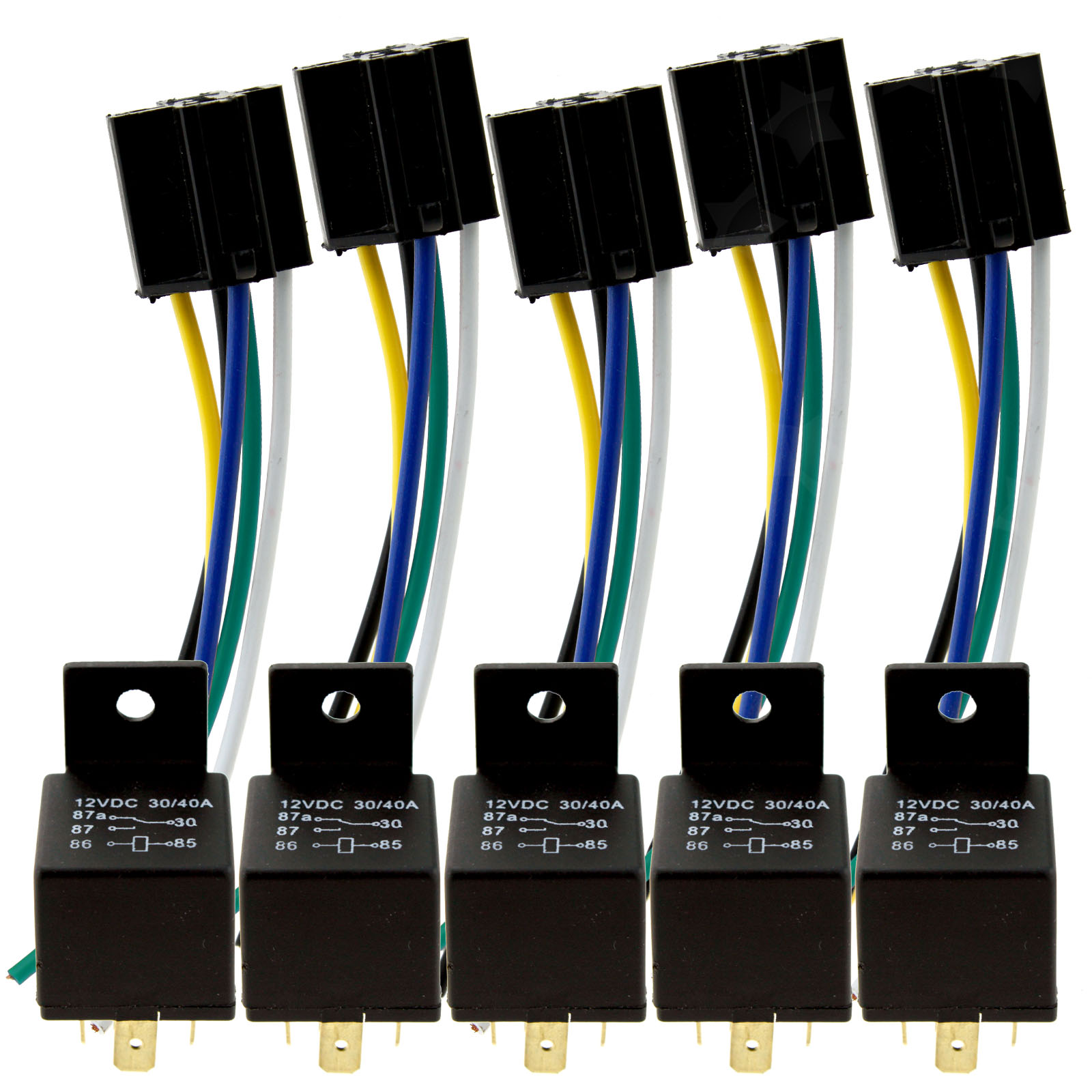 5x Car Auto Truck Van Motorbike 12v 40a 5 Pin Relay Pre