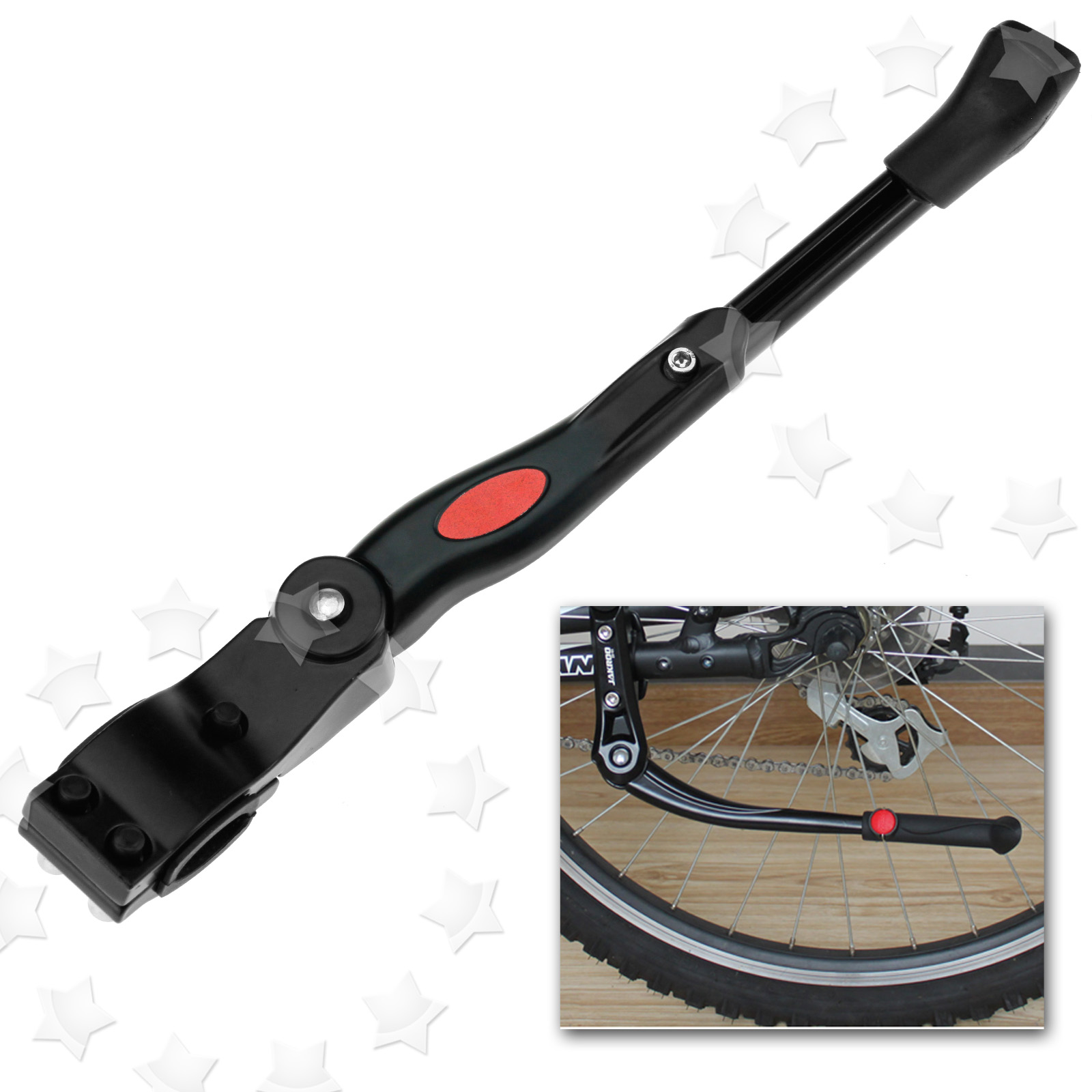 Mountain Bike Bicycle Adjustable Rear Kickstand Alloy Single Leg Black