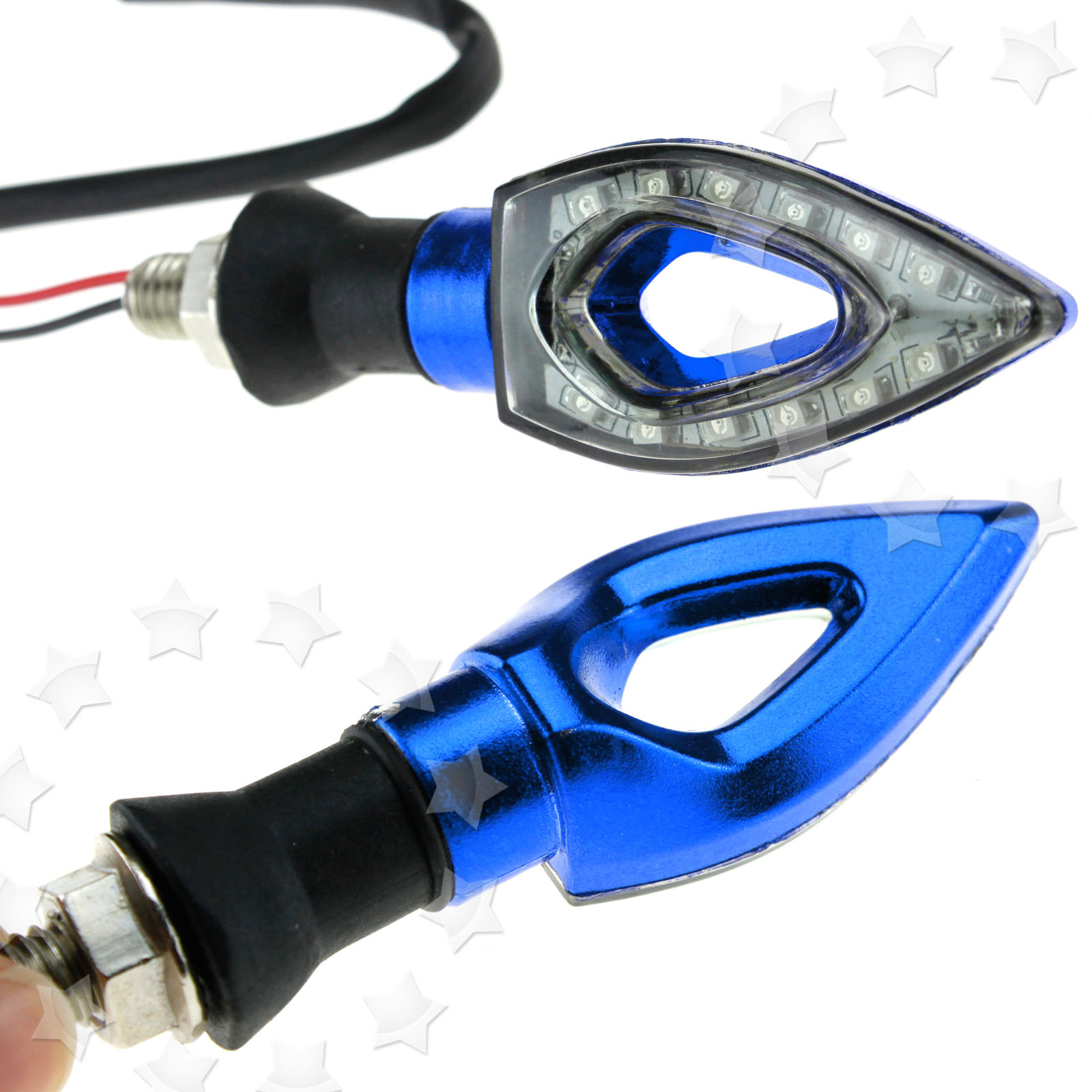 4 x 12 LED Motorcycle/Bike Turn Signal Indicators Blue With Relay For