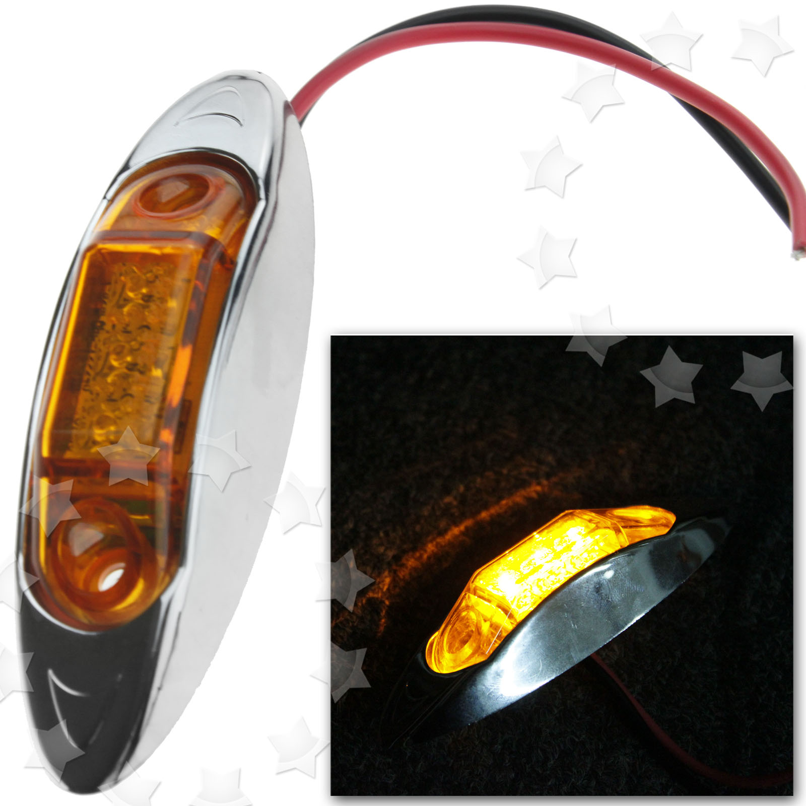 2x12/24V 3LED AMBER SIDE MARKER LIGHTS INDICATORS BOAT TRAILER TRUCK eBay