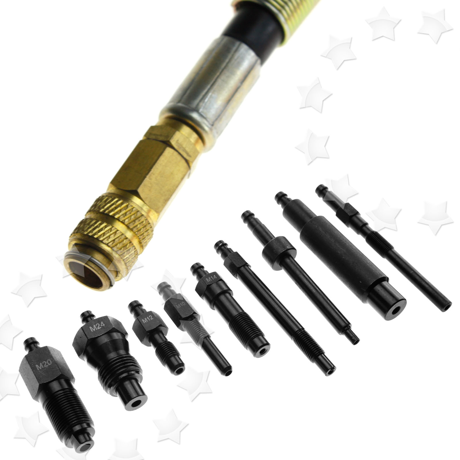 Diesel Engine Compression Tester Kit – 0-1000 PSI, Glow Plug & Injector Adapters, USA Stock