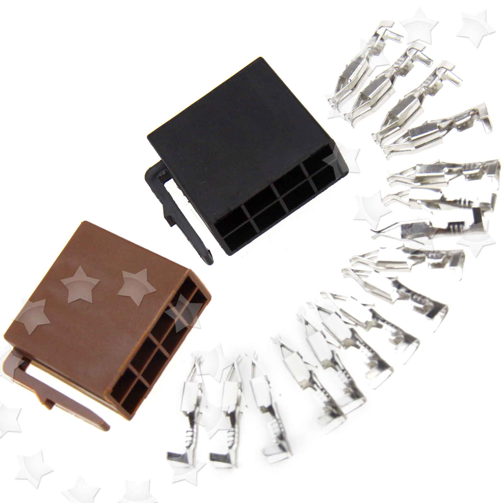 2 x ISO Car Stereo Radio 8 Pin Female Brass Terminal Block Socket