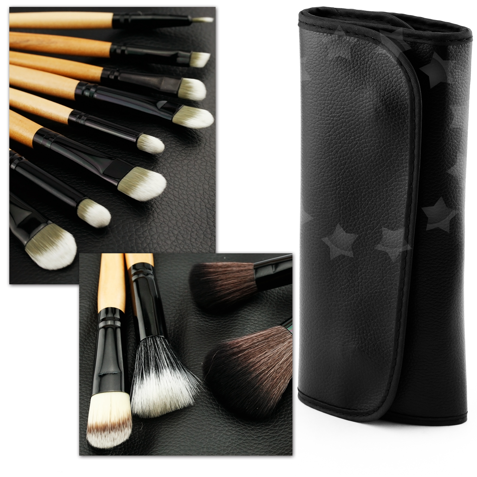 Professional Beauty Cosmetics Soft Makeup Brush with Luxury Leather Bag