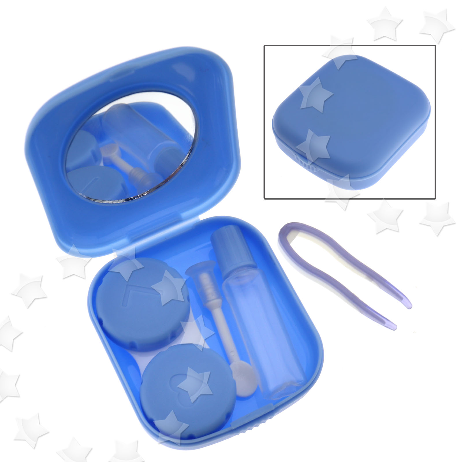 Blue Mini Contact Lens Case Travel Kit Lenses Eyewear Container