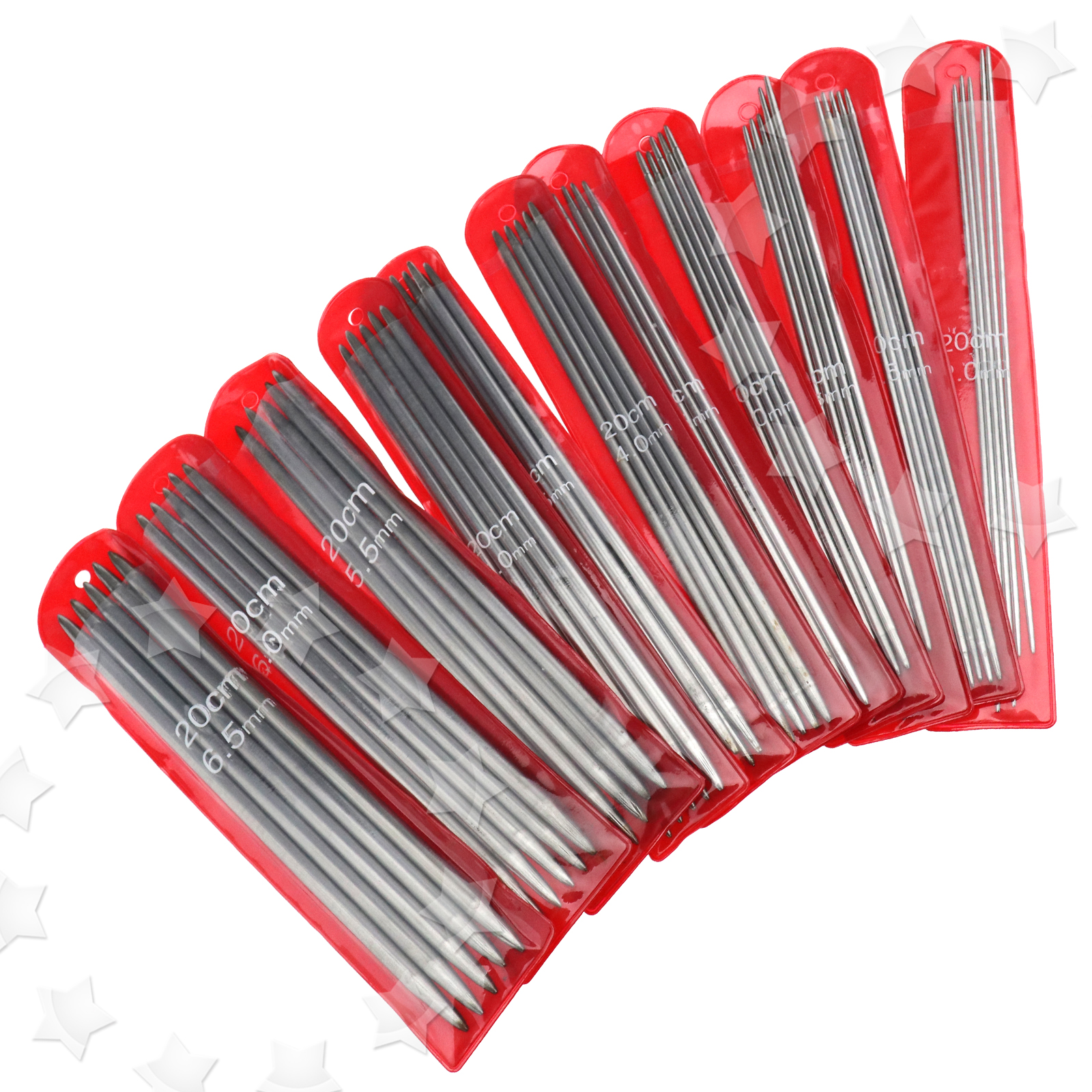 55pcs Double Point Stainless Steel Knitting Needles Kit Set Various