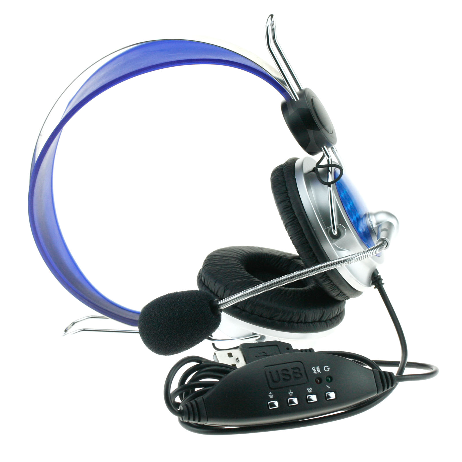 Plug n' Play USB 2.0 Stereo Headset Headphone For Laptop PC Games Skype