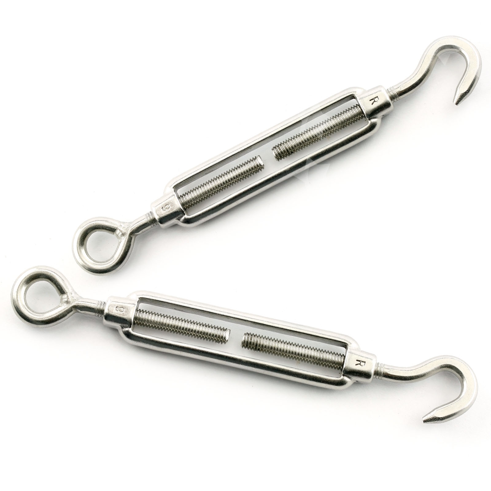 2pcs 6mm Stainless Steel Hook Eye Straning Turnbuckle Rigging Screws