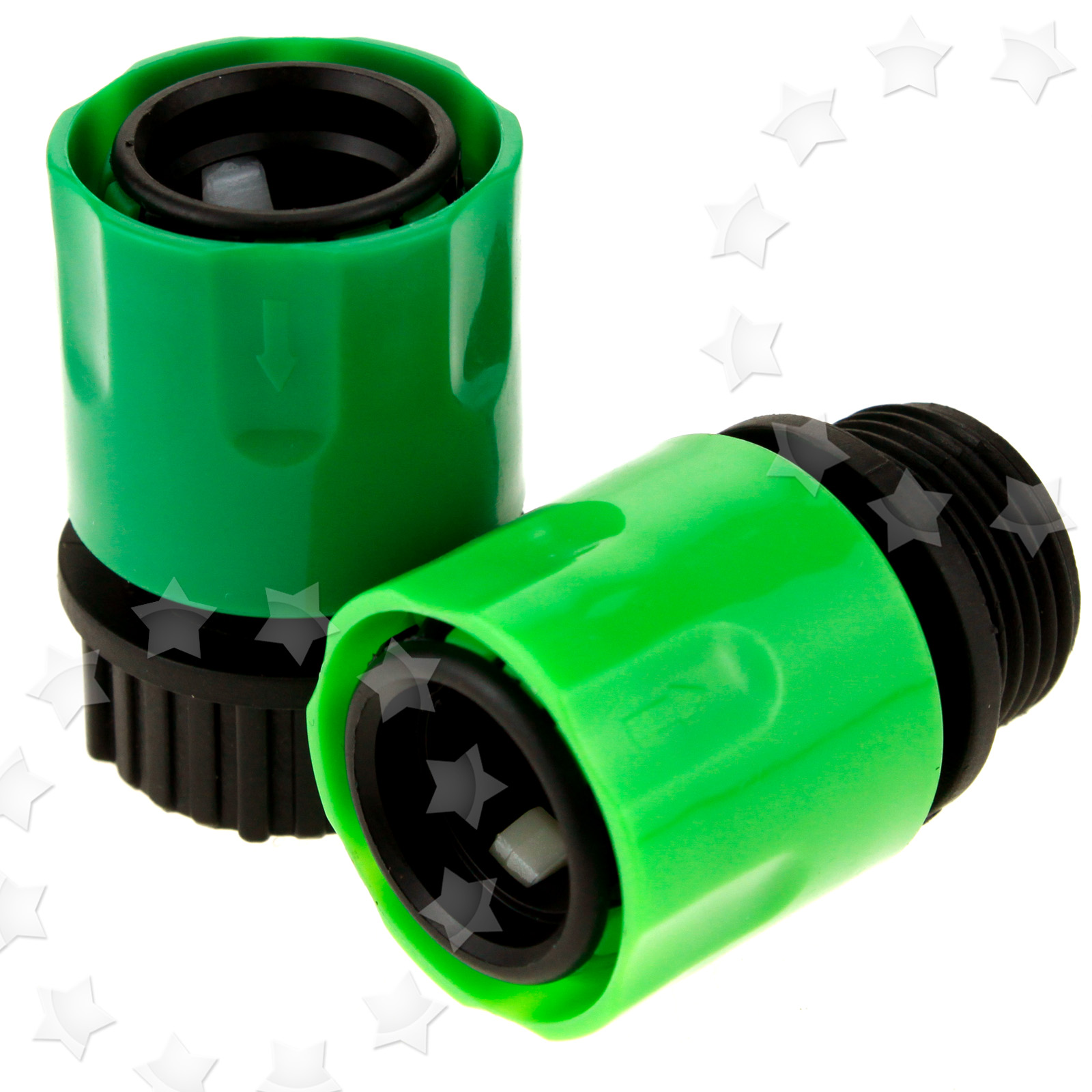 2 X GARDEN STRETCH HOSE CONNECTOR ADAPTORS QUICK FITTING CONNECT TAP