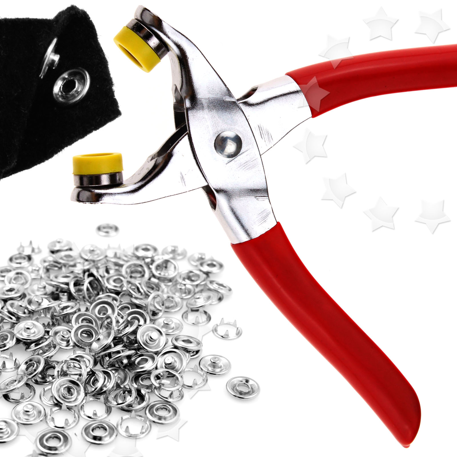FASTENER SNAP PLIER TOOL + 9.5MM BUTTON SNAP FIXING 100 PCS SEWING