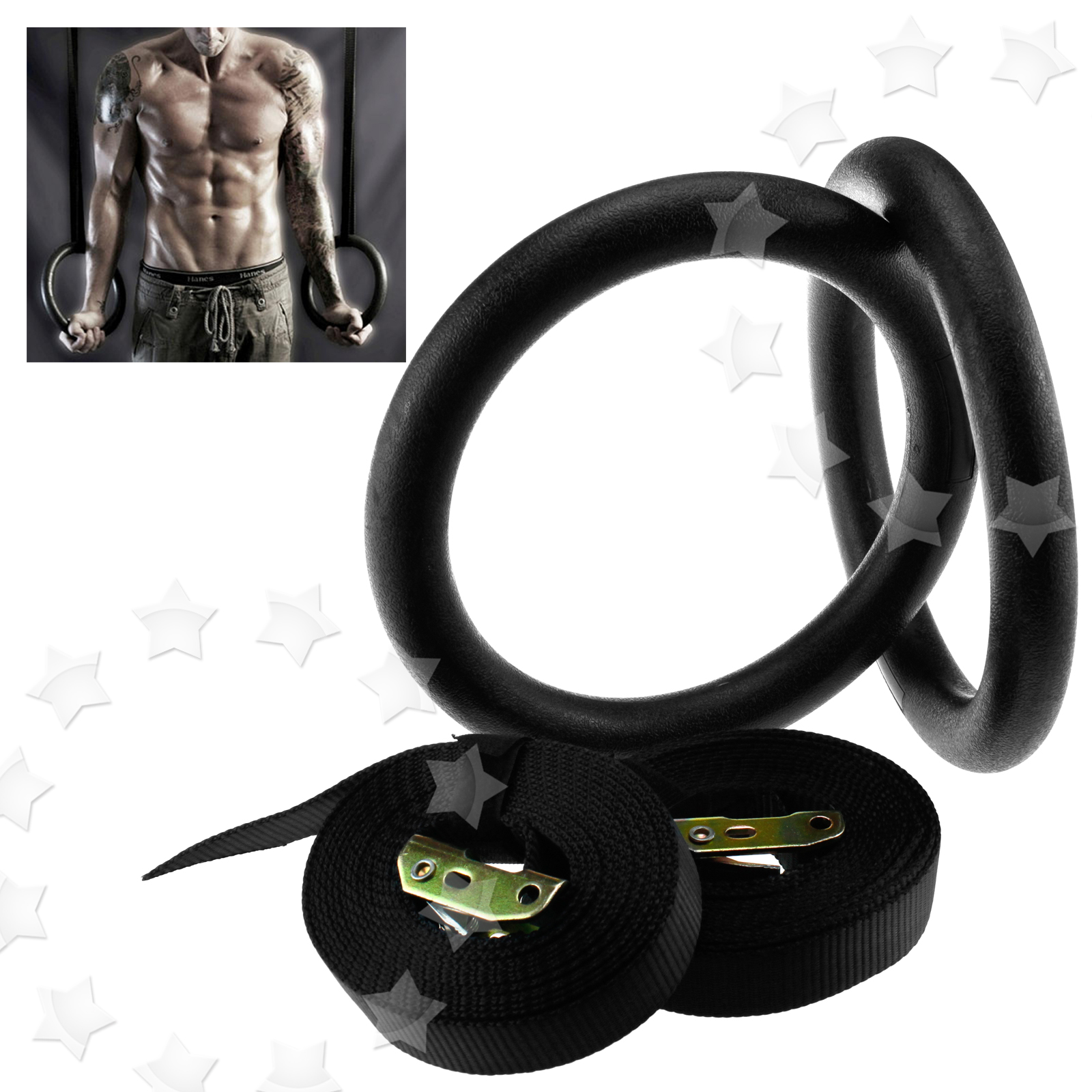 Olympic Gymnastic Rings Cross Fit Gym Gymnastic Rings Gym Rings+Strap