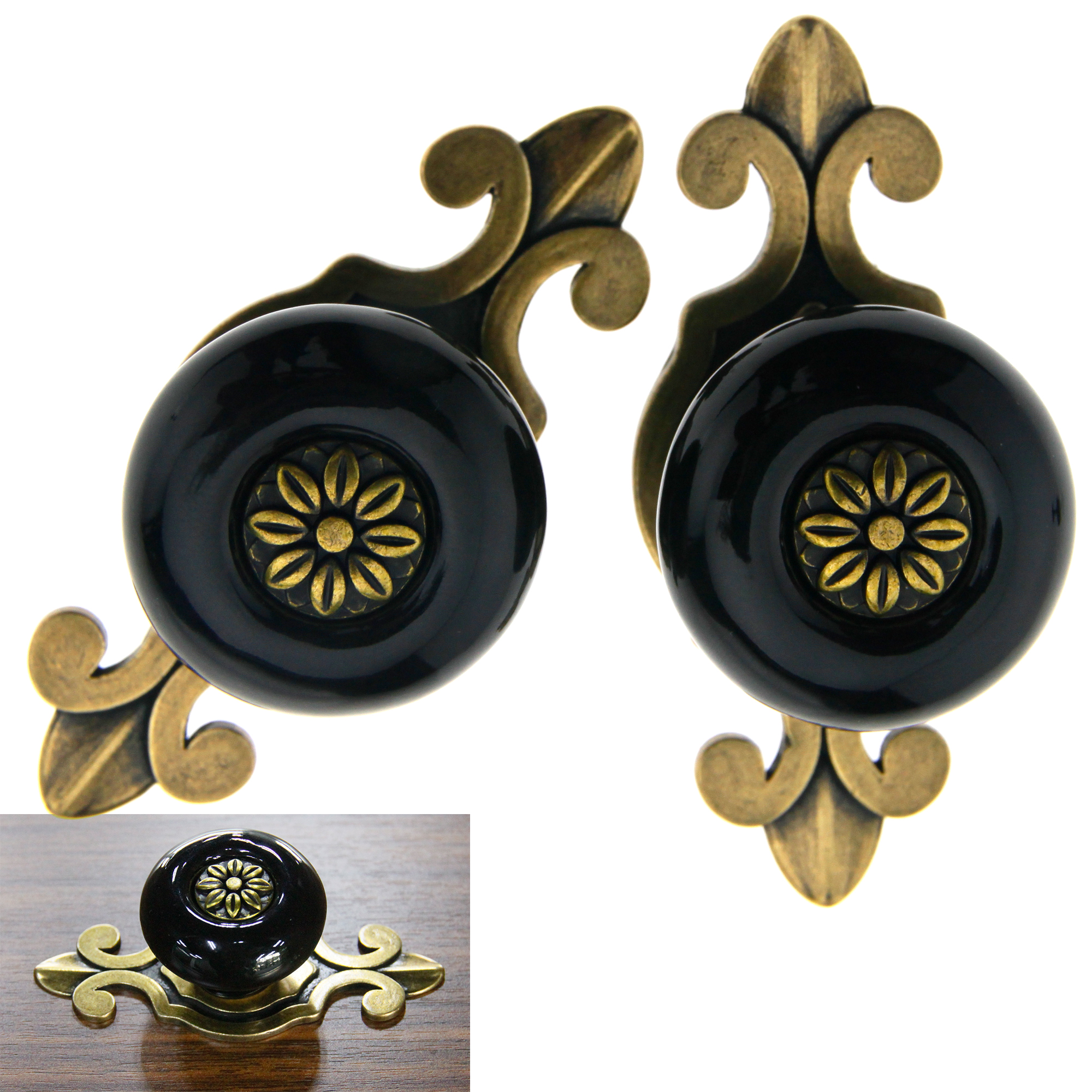 cupboard retro  door black style cupboard  knob vintagestyle cabinet 2pcs door  vintage knobs ceramic