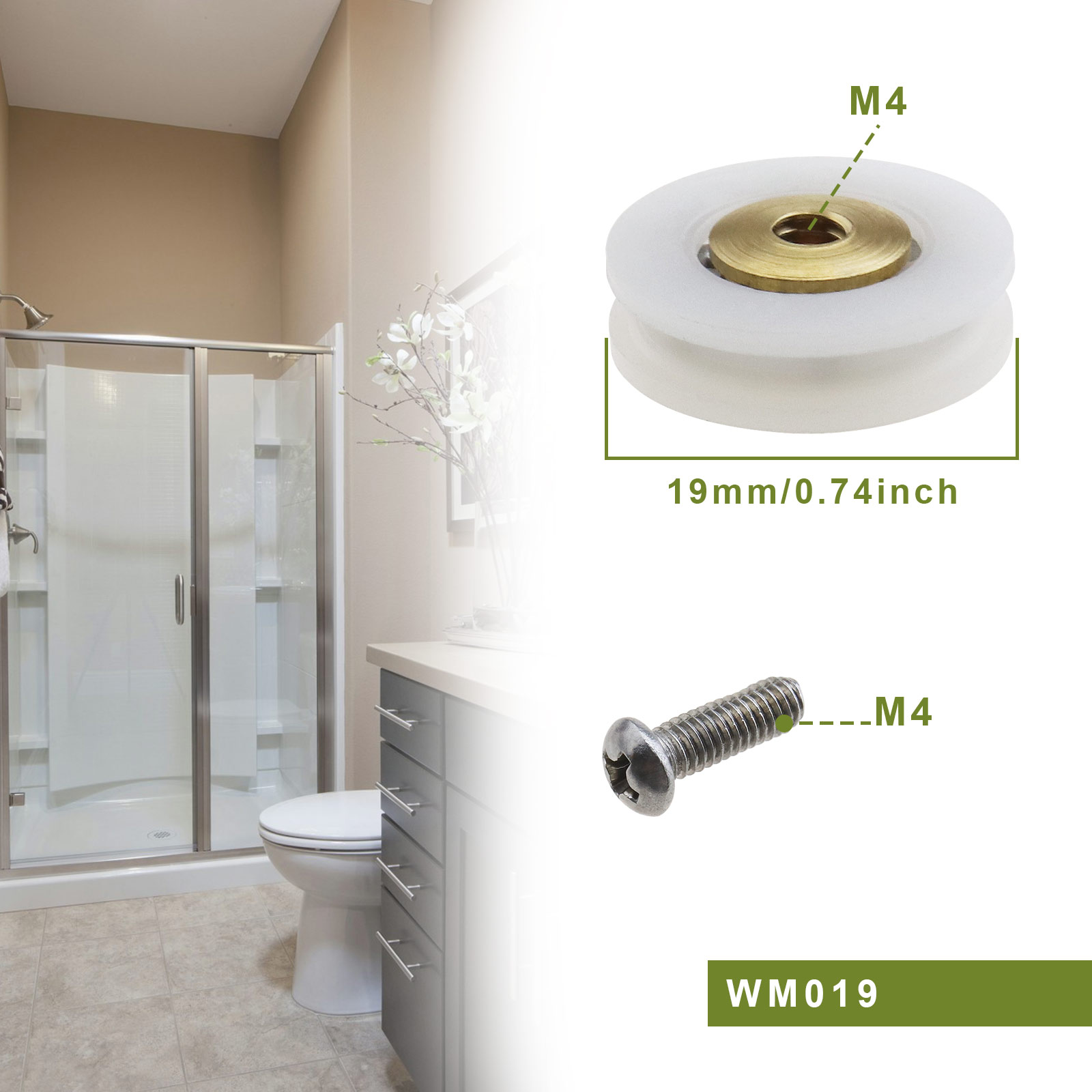 8 Pieces V Grooved 19MM Wheel Dia Shower Door Wheel Runner Roller eBay