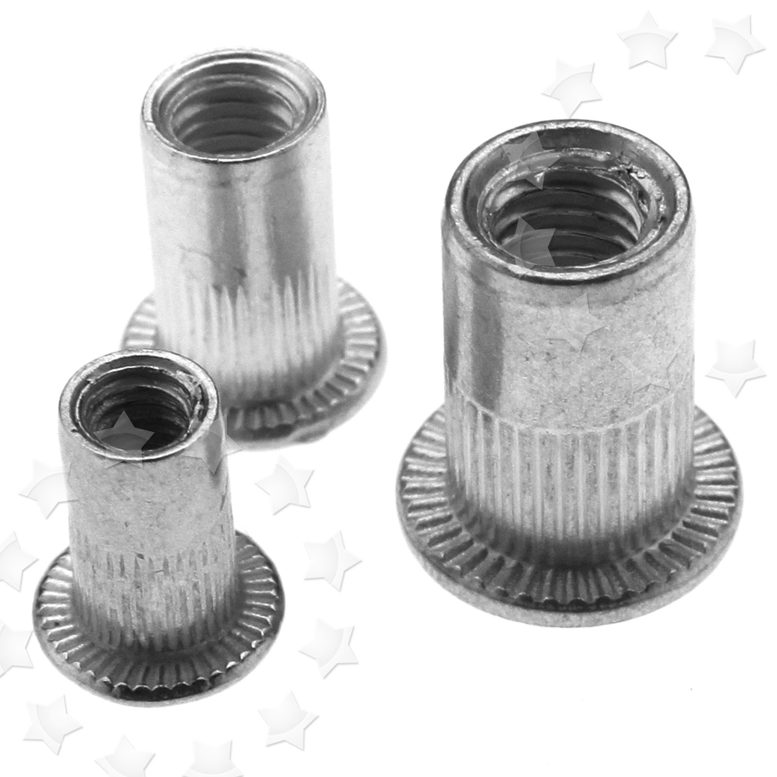 50X M4/M5/M6 GROOVEDSERRATED KNURLED LARGE HEAD RIVNUTS RIVET NUTS